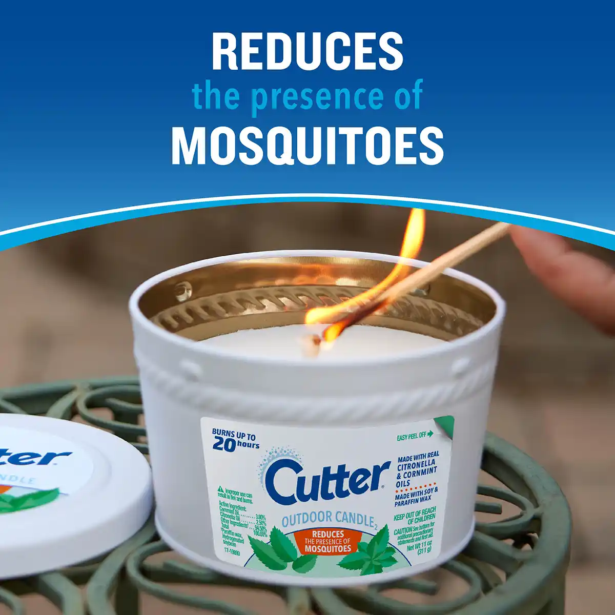 HG-97394 Outdoor Candle2 (White Rope), 11 oz - Reduces the presence of mosquitoes