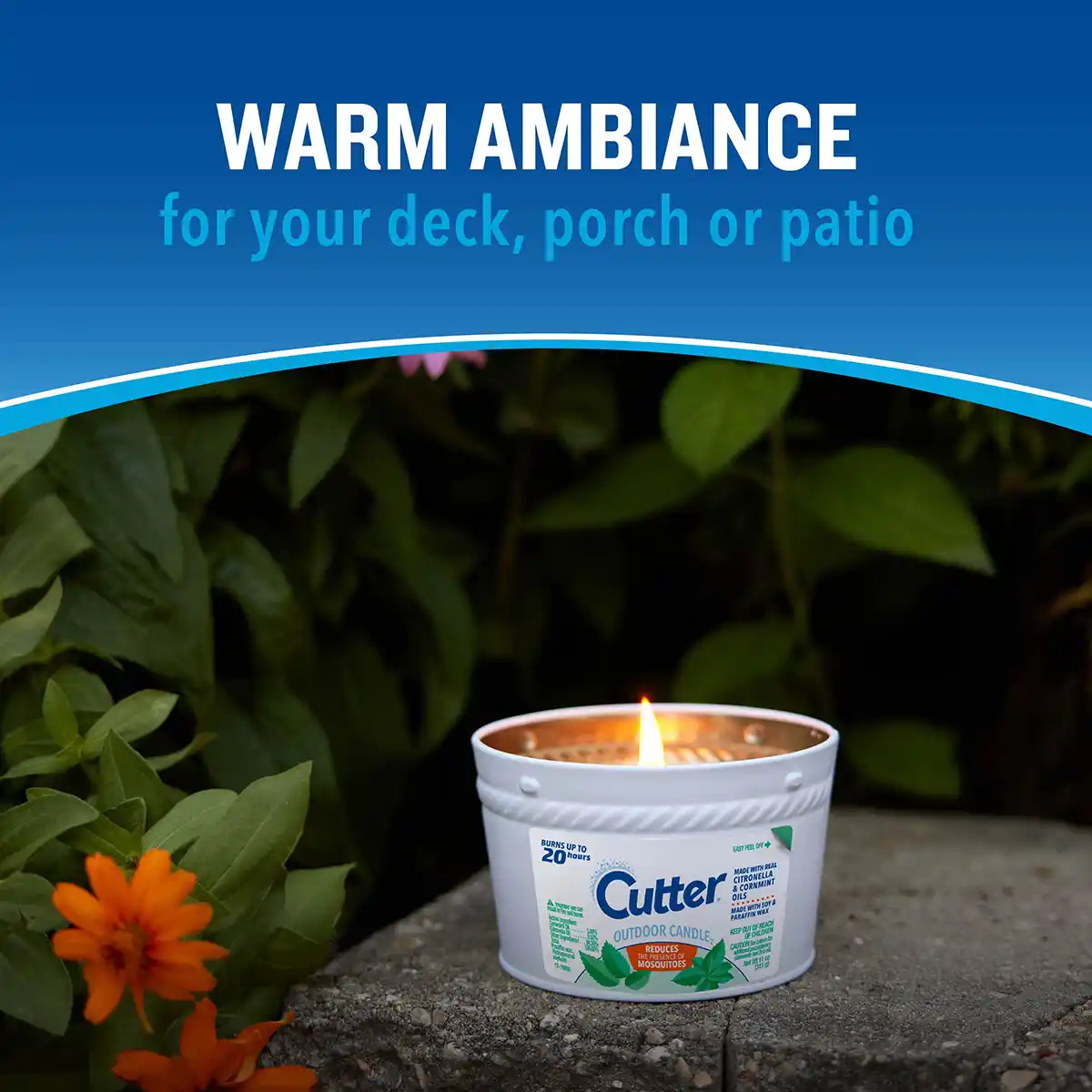 HG-97394 Outdoor Candle2 (White Rope), 11 oz - Warm Ambiance for your deck, porch or patio