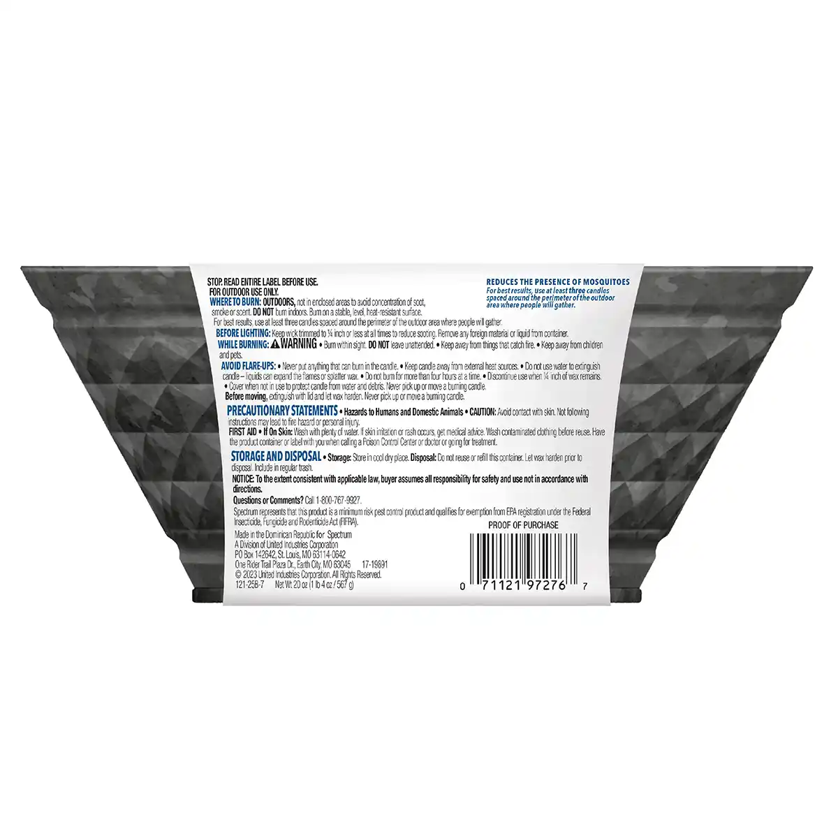 HG-97395 Outdoor Candle2 (Galvanized/Triple Wick), 20 oz - Back Render