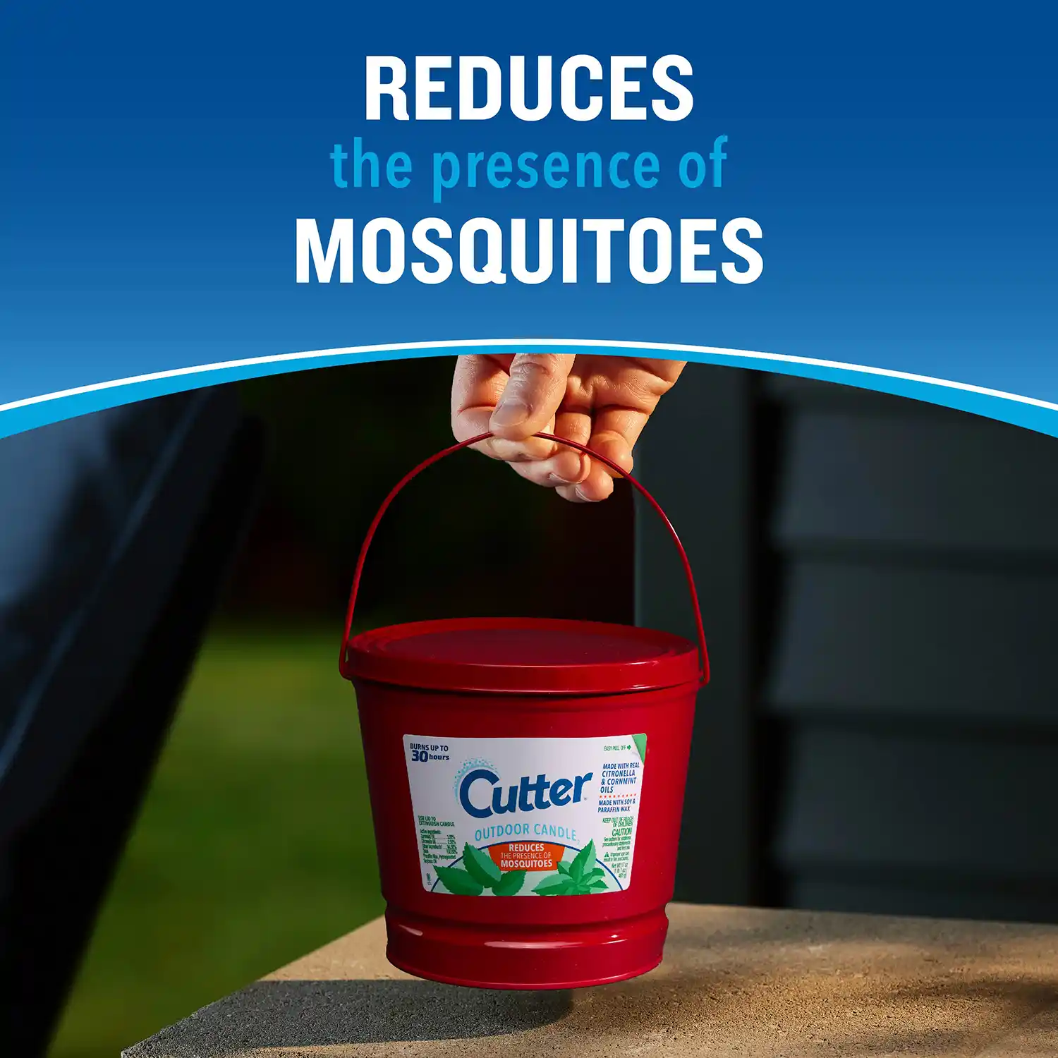 HG-97396 Cutter Candle, 17 Ounces, Outdoor Soy Wax Candle Made With Real Citronella Oil And Cornmint Oil - Reduces Presence of Mosquitoes