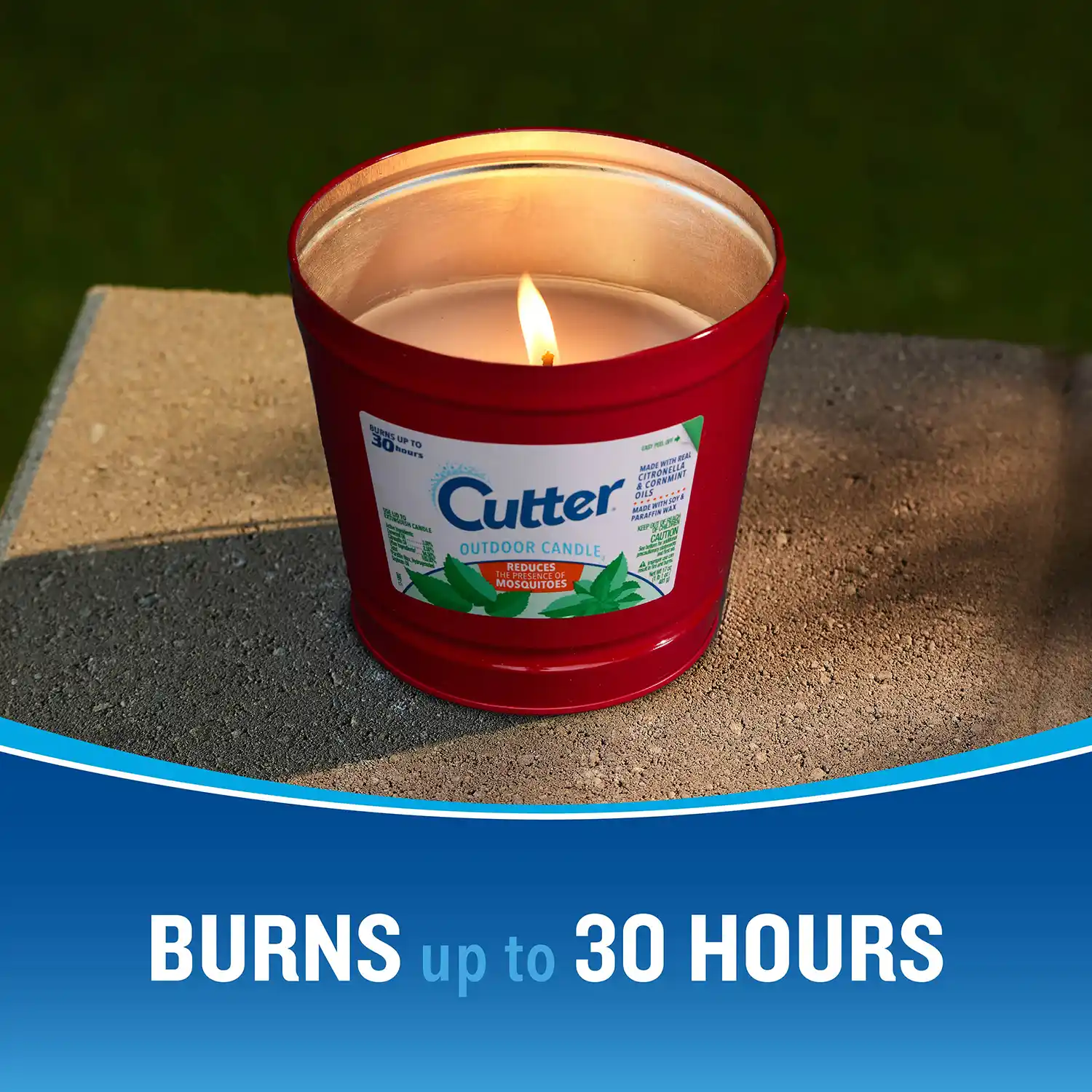 HG-97396 Cutter Candle, 17 Ounces, Outdoor Soy Wax Candle Made With Real Citronella Oil And Cornmint Oil - Burns up to 30 Hours