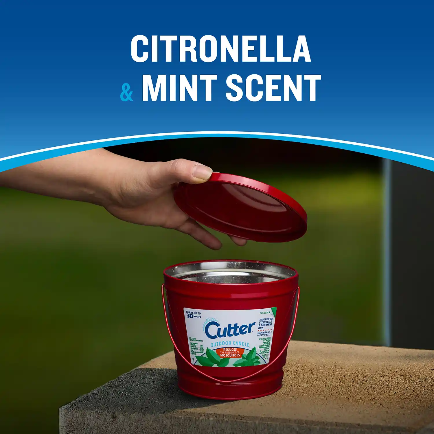 HG-97396 Cutter Candle, 17 Ounces, Outdoor Soy Wax Candle Made With Real Citronella Oil And Cornmint Oil - Scents