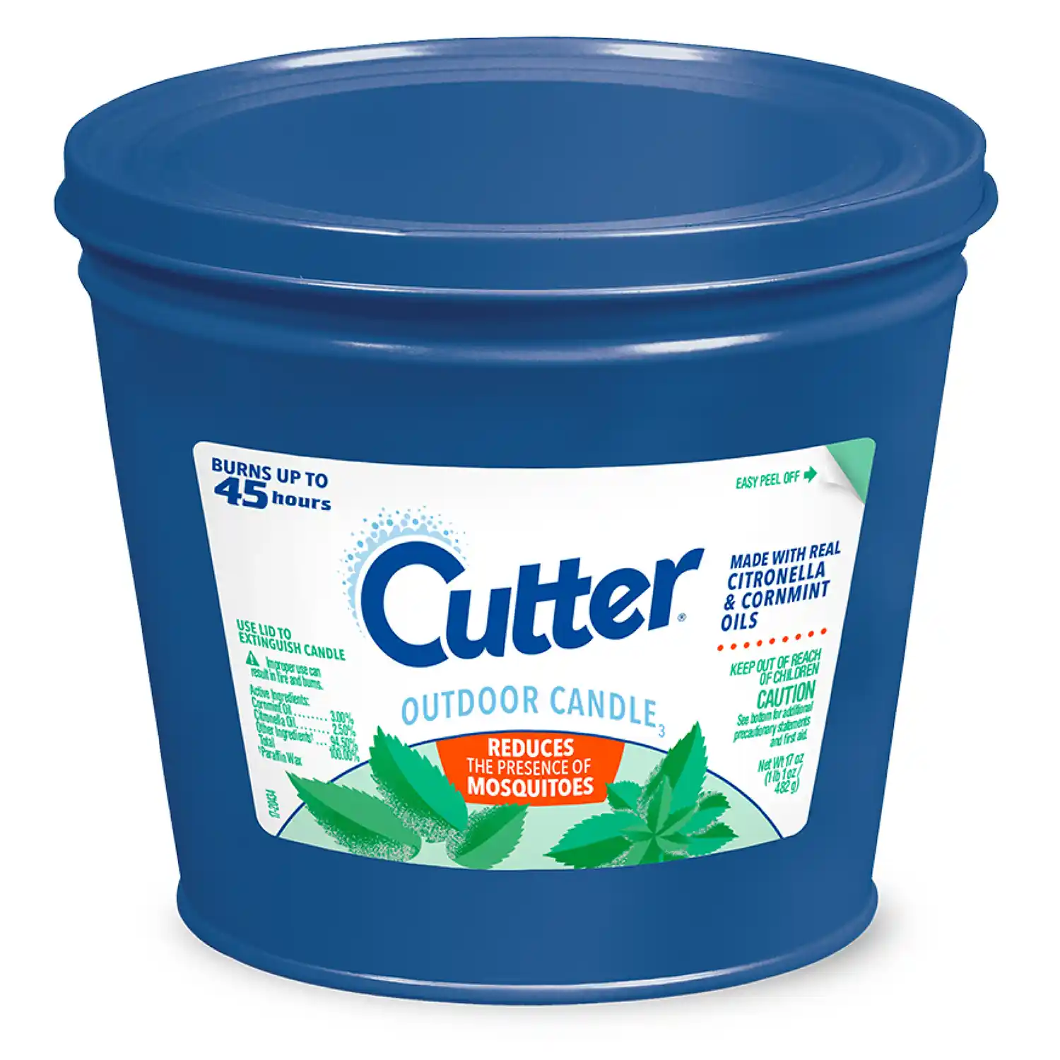 Cutter® Outdoor Candle2 (Blue Bucket), 17 oz Front Render