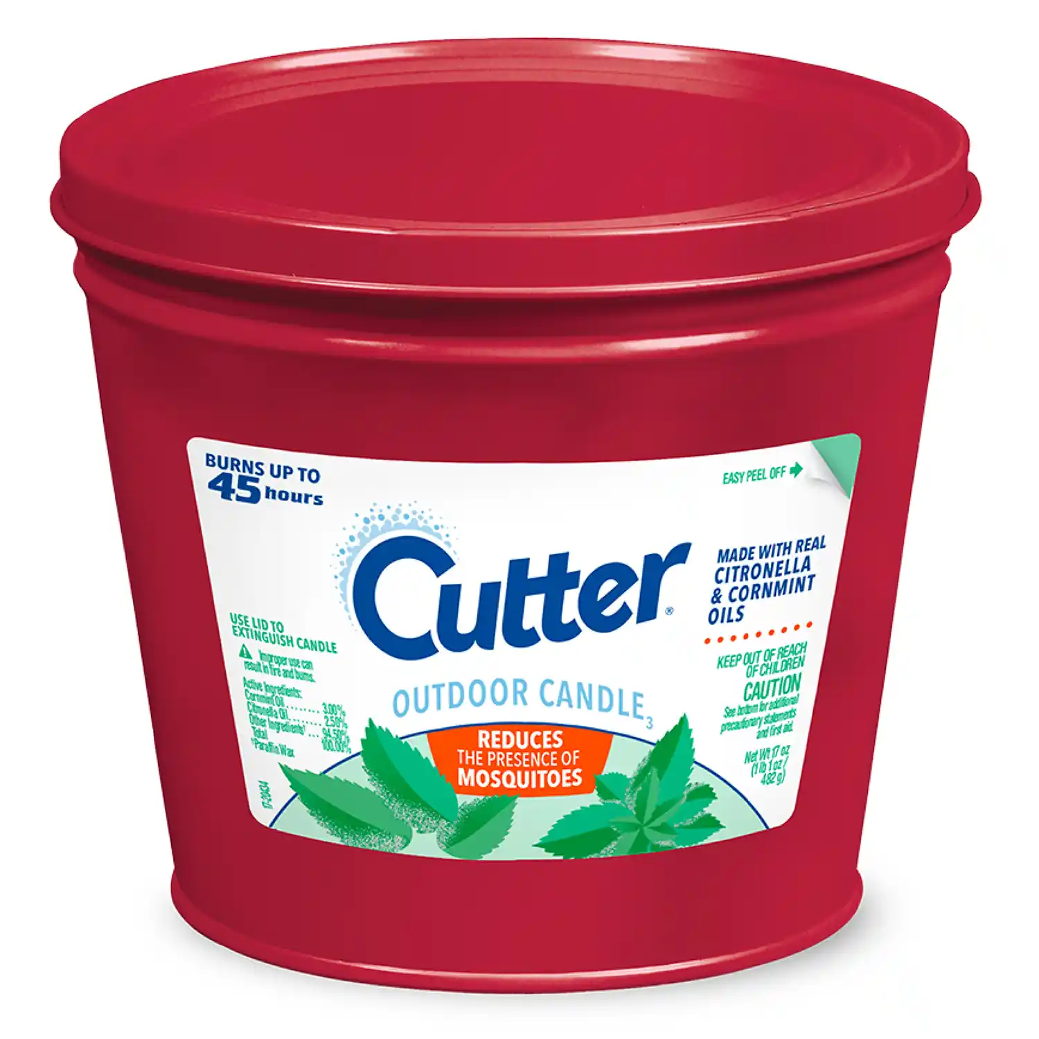 Cutter® Outdoor Candle2 (Red Bucket), 17 oz Front Render