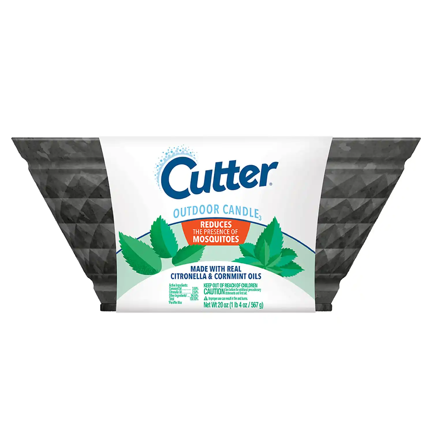 Cutter® Outdoor Candle3 (Galvanized/Triple Wick), 20 oz Front Render