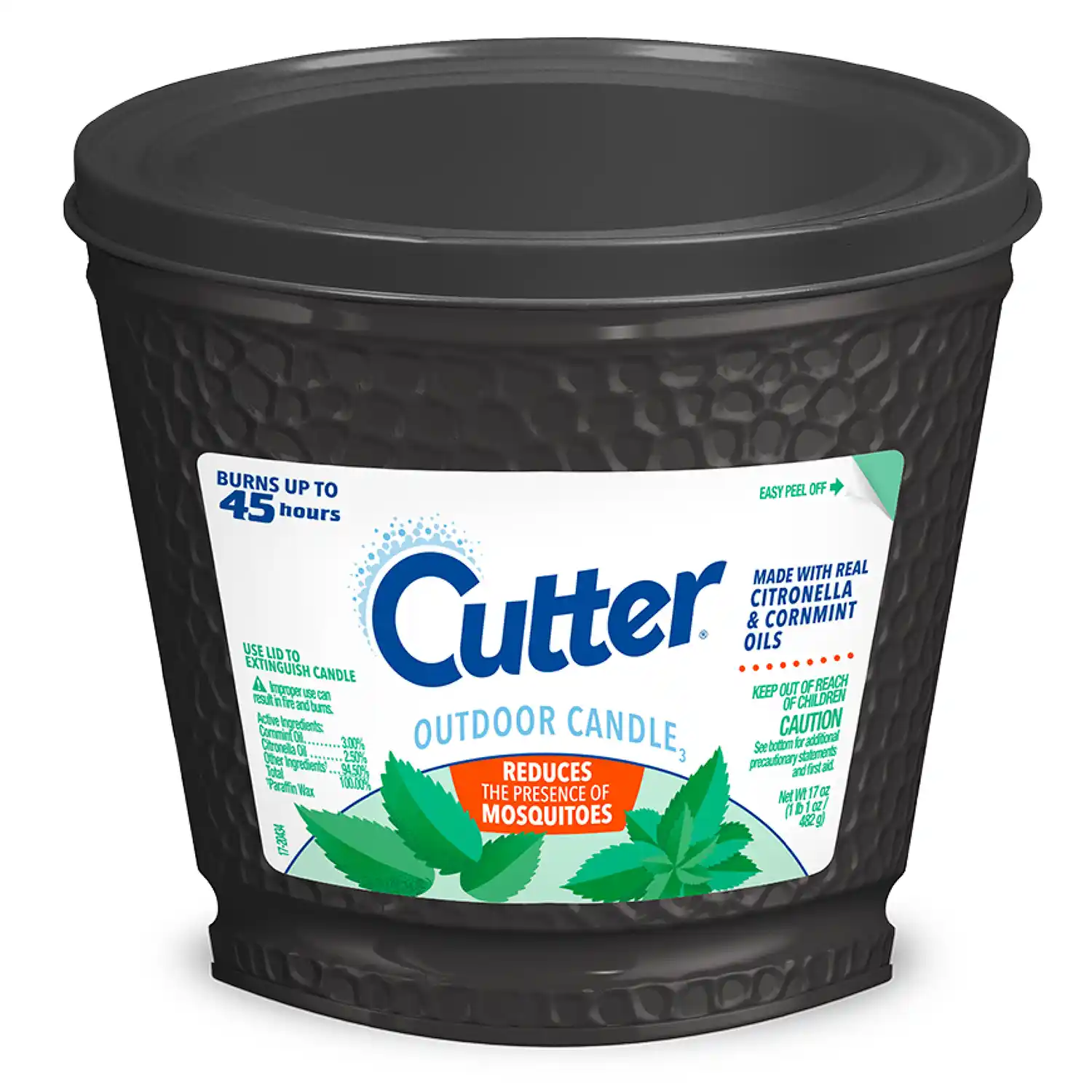 Cutter® Outdoor Candle3 (Black Hammered), 17 oz Front Render