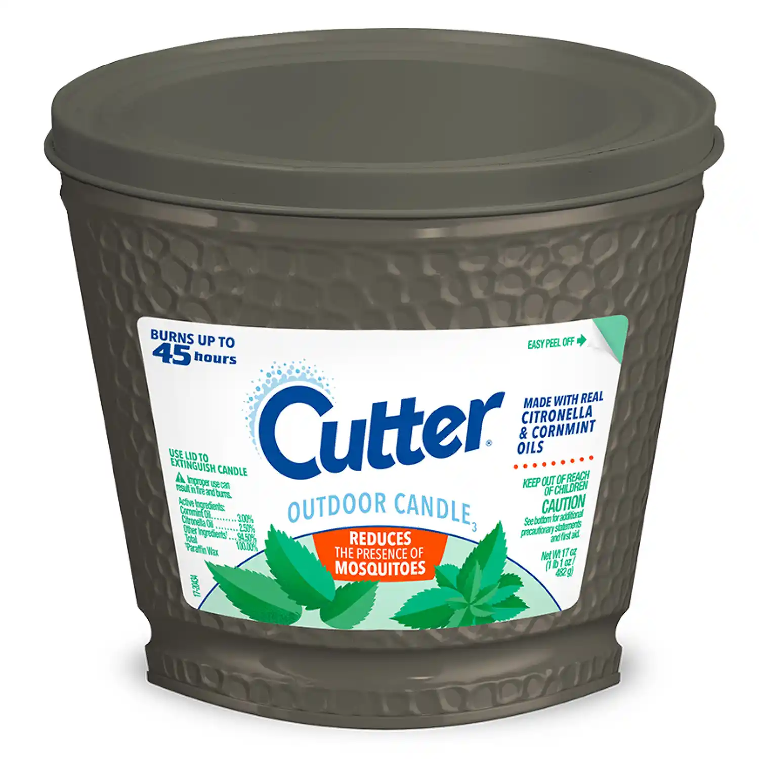 Cutter® Outdoor Candle3 (Dark Gray Hammered), 17 oz Front Render