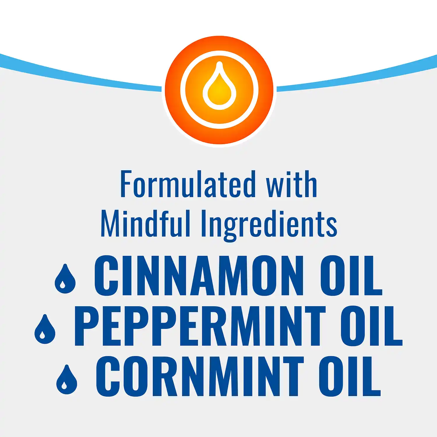 FORMULATED WITH MINDFUL INGREDIENTS: Cinnamon Oil, Peppermint Oil, Cornmint Oil