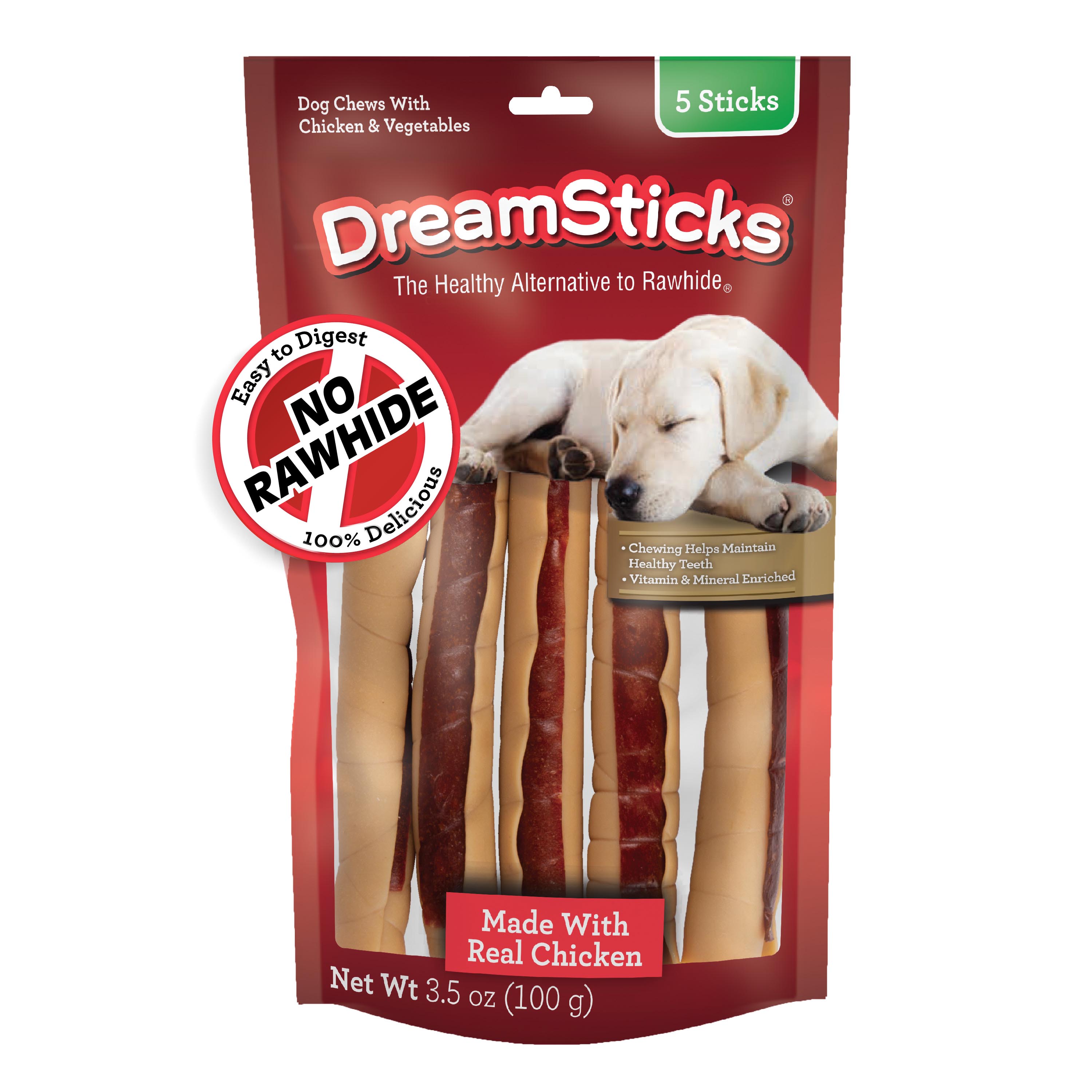 DBC-00259 DreamSticks® Dog Chews Chicken 5 ct Front Render