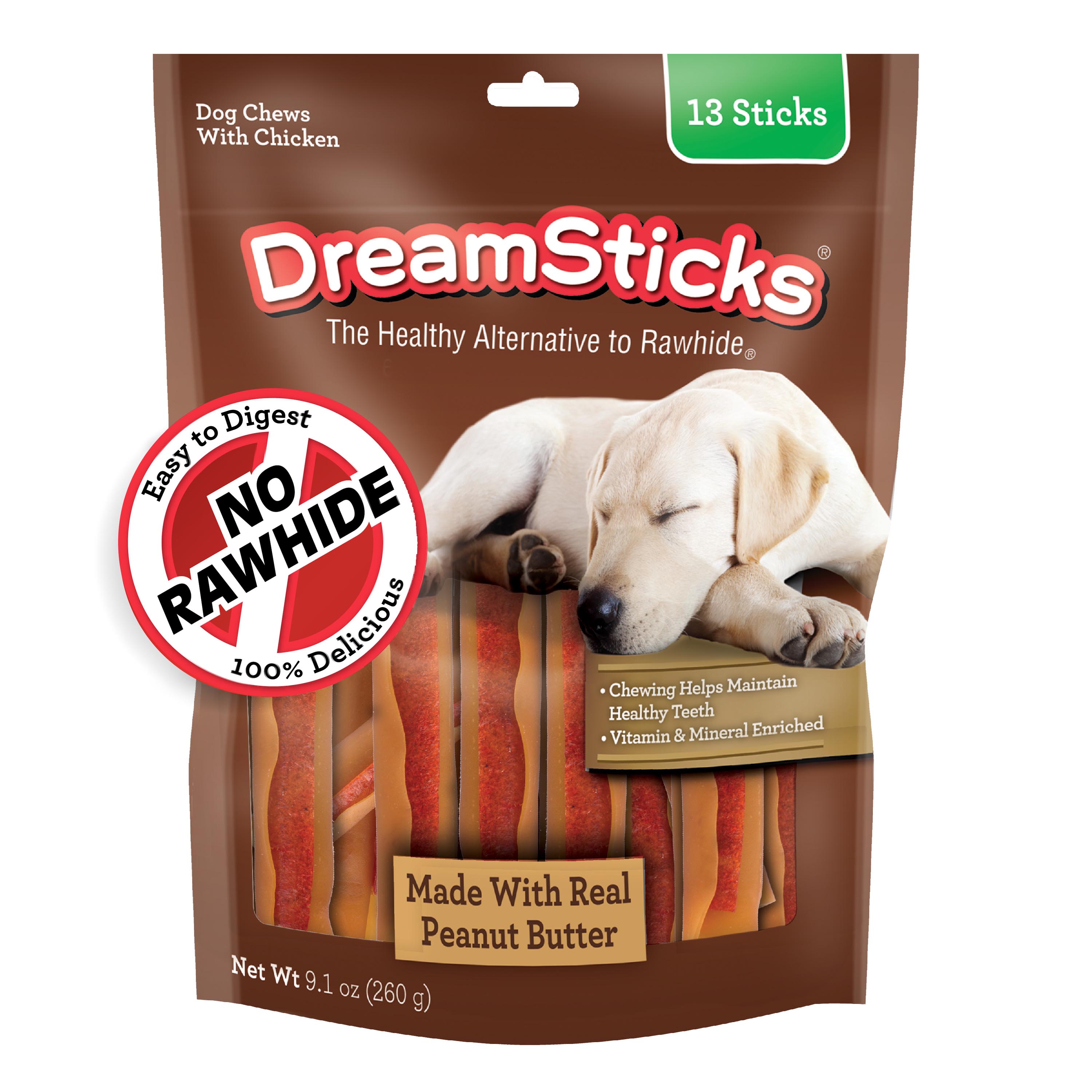DBPB-06330W DreamSticks® Dog Chews Peanut Butter 13 ct Front Render