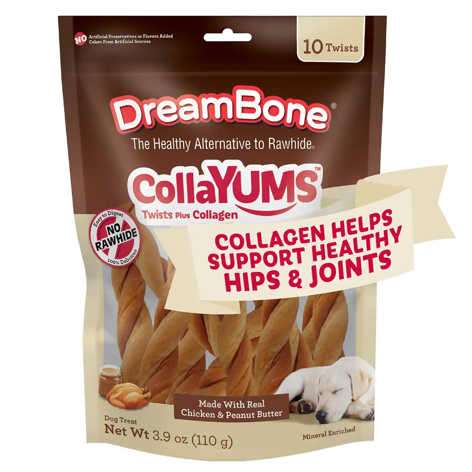 CollaYUMS Twists Plus Collagen Chews for Dogs Front Render