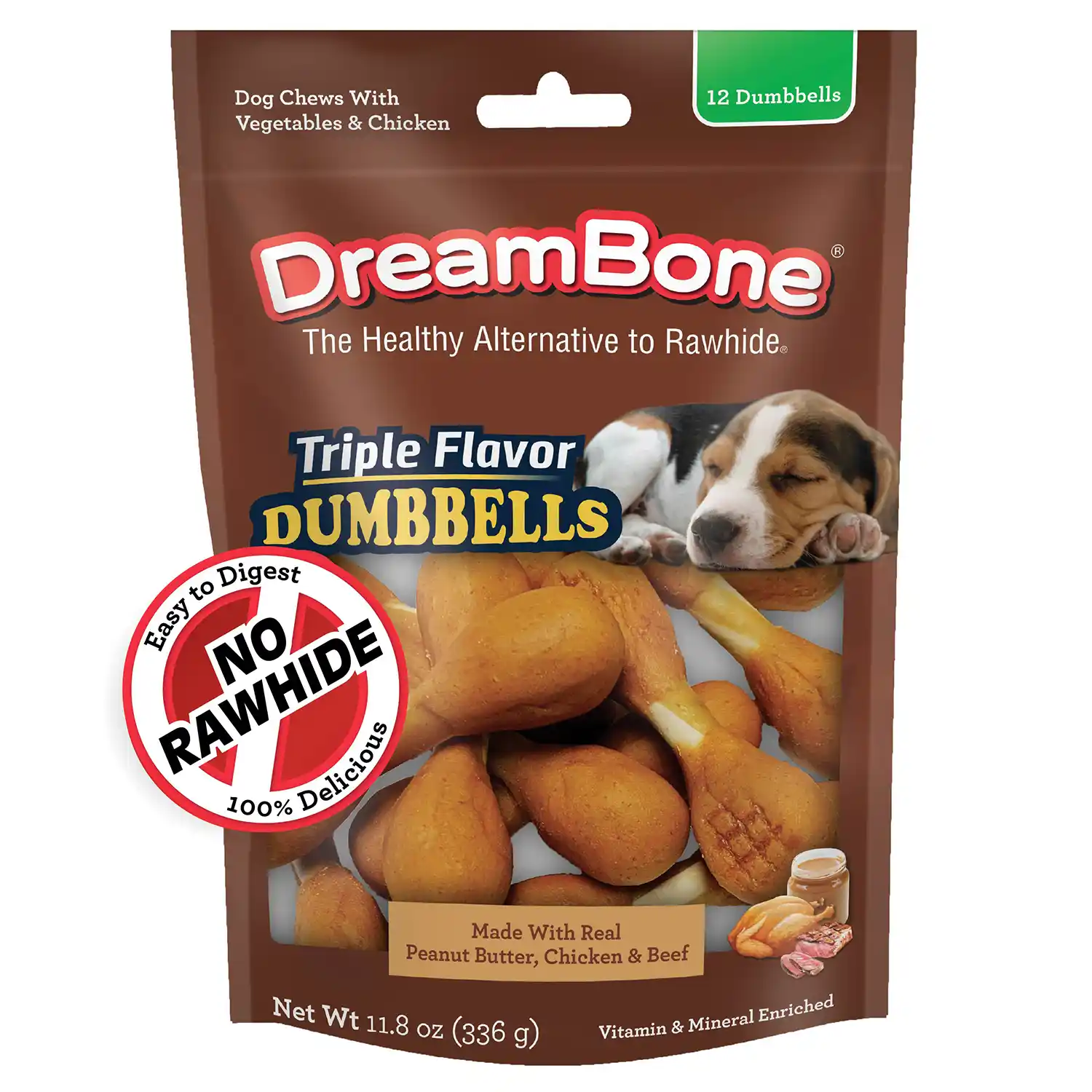 Triple Flavor Dumbbells Chews for Dogs, 12 Count Front Render