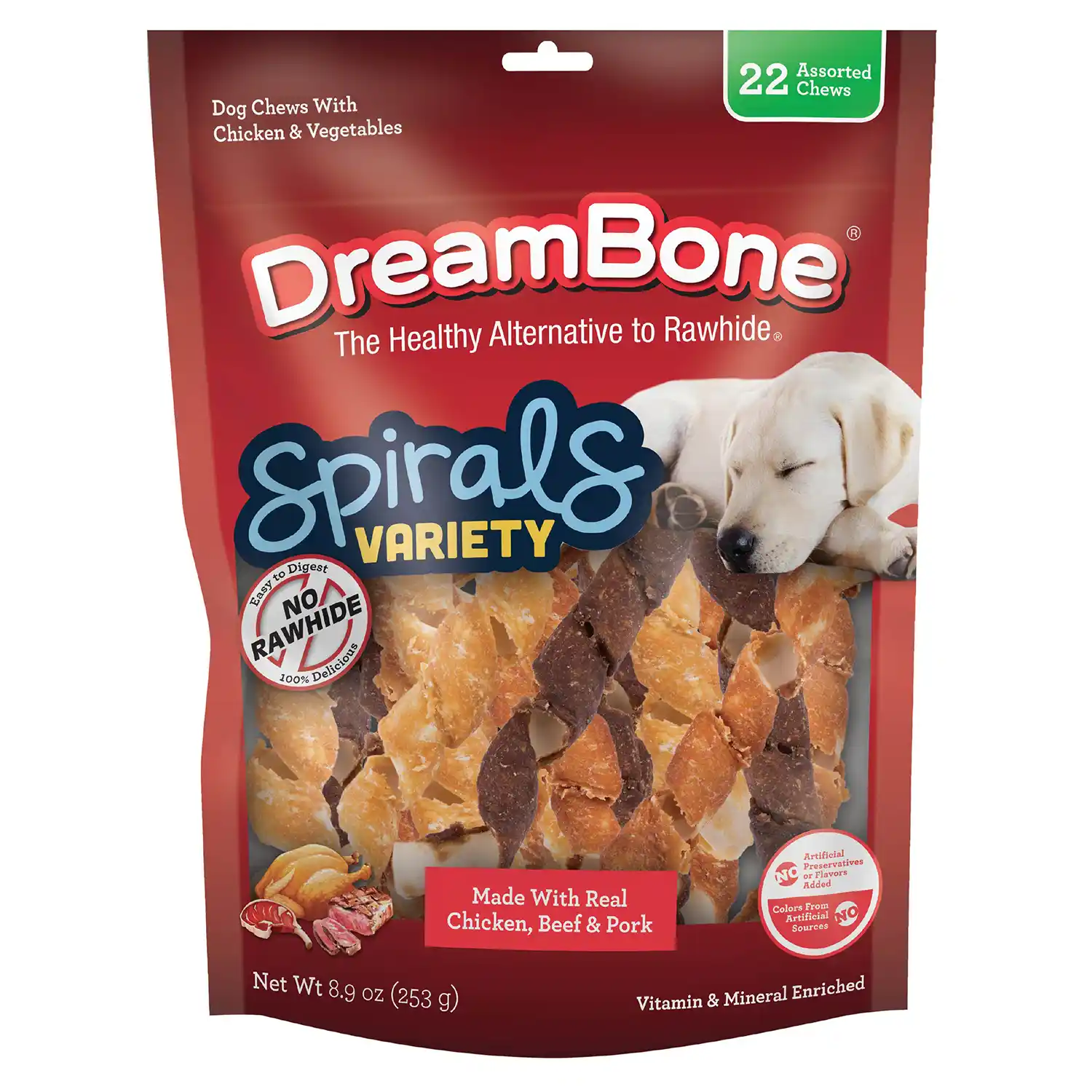 Spirals Variety Pack Chews for Dogs, 22 Count Front Render