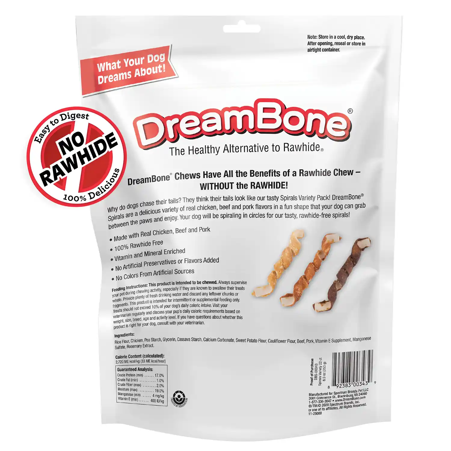 Spirals Variety Pack Chews for Dogs, 22 Count Back Render