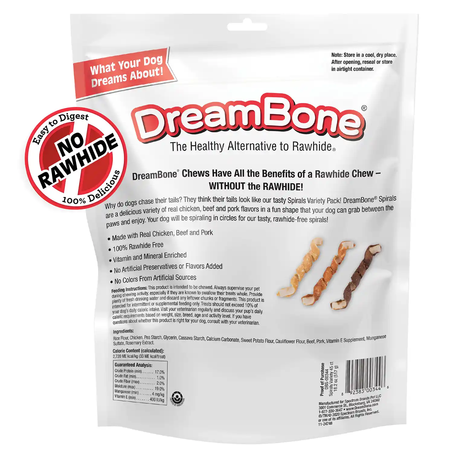 Spirals Variety Pack Chews for Dogs, 45 Count Back Render