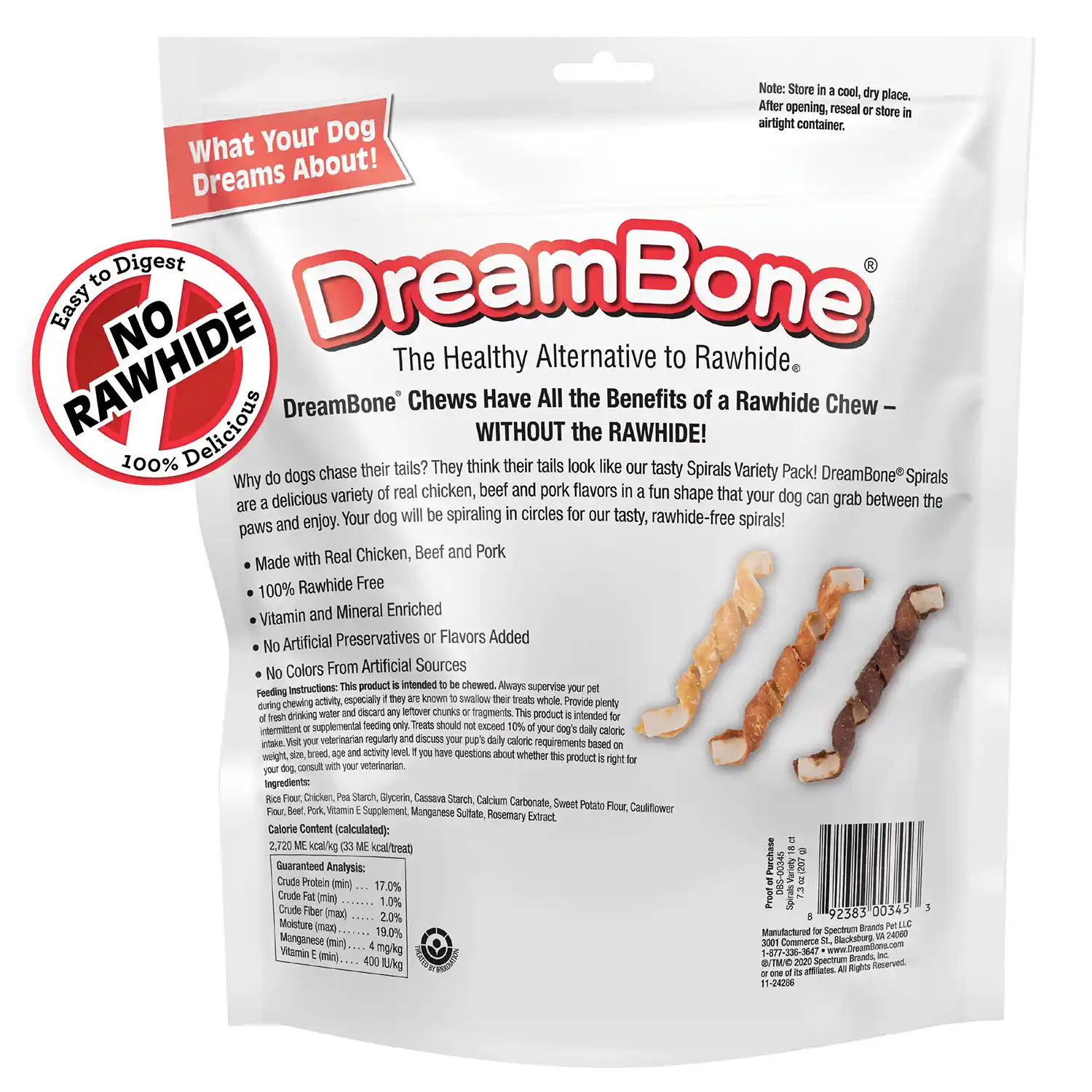 Spirals Variety Pack Chews for Dogs, 18 Count Back Render