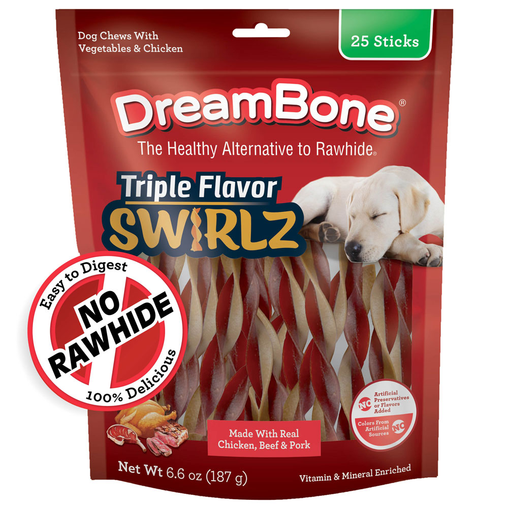 Collagen Rawhide Alternative Dentley's Bones Triple Flavor Swirlz