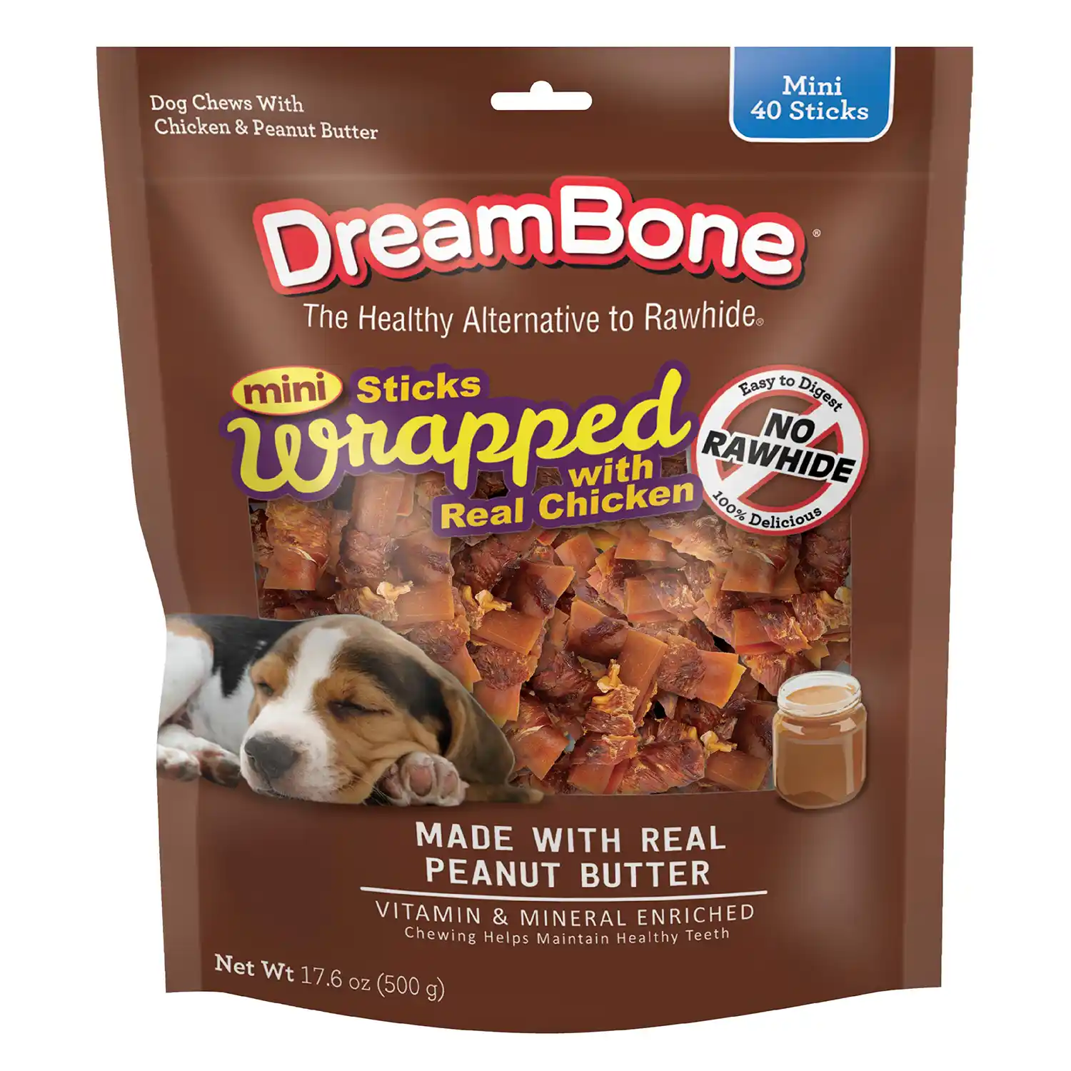 Mini Sticks Wrapped with Real Chicken Chews for Dogs, 40 Count Front Render