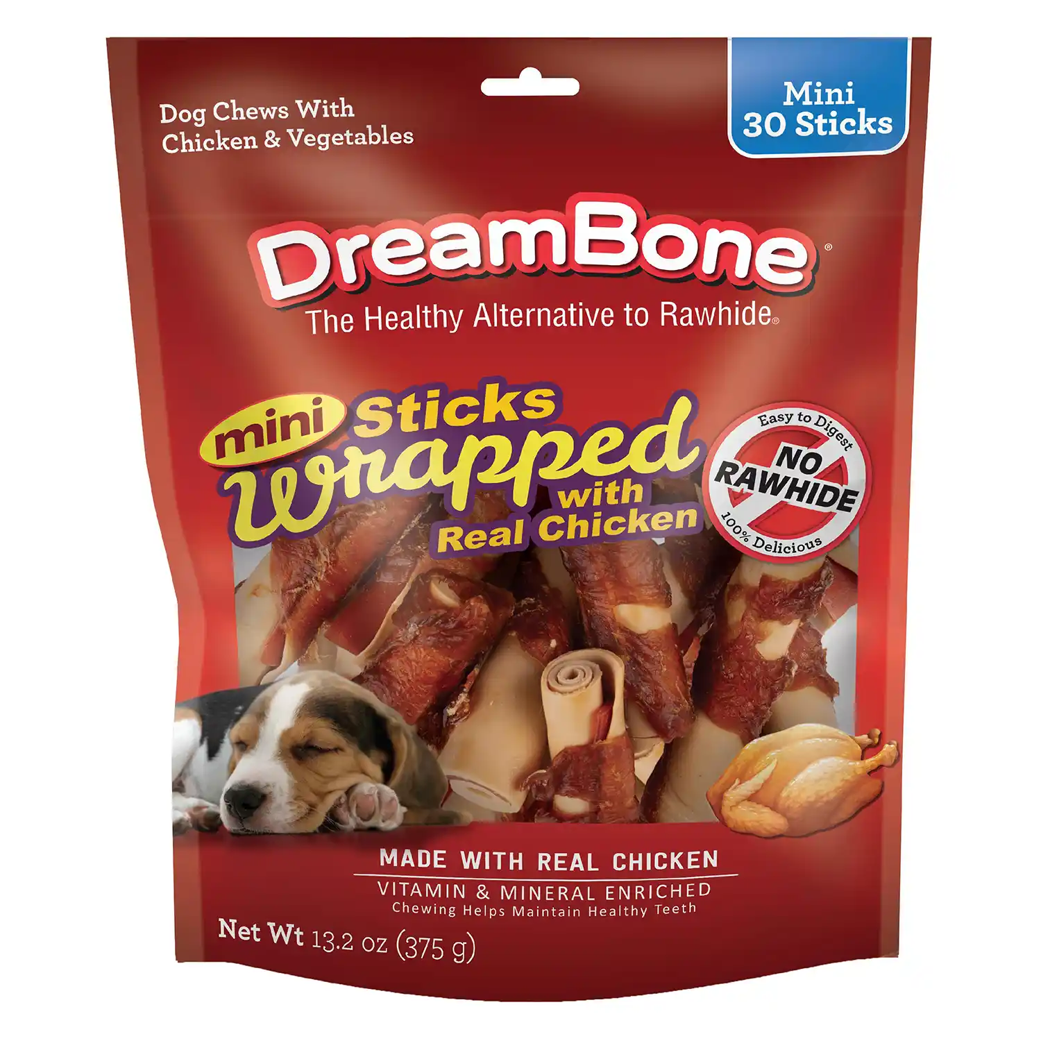 Mini Sticks Wrapped with Real Chicken Chews for Dogs, 30 Count Front Render