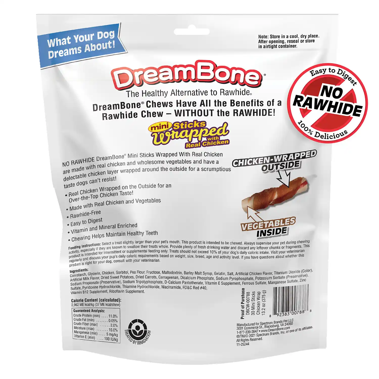 Mini Sticks Wrapped with Real Chicken Chews for Dogs, 30 Count Back Render