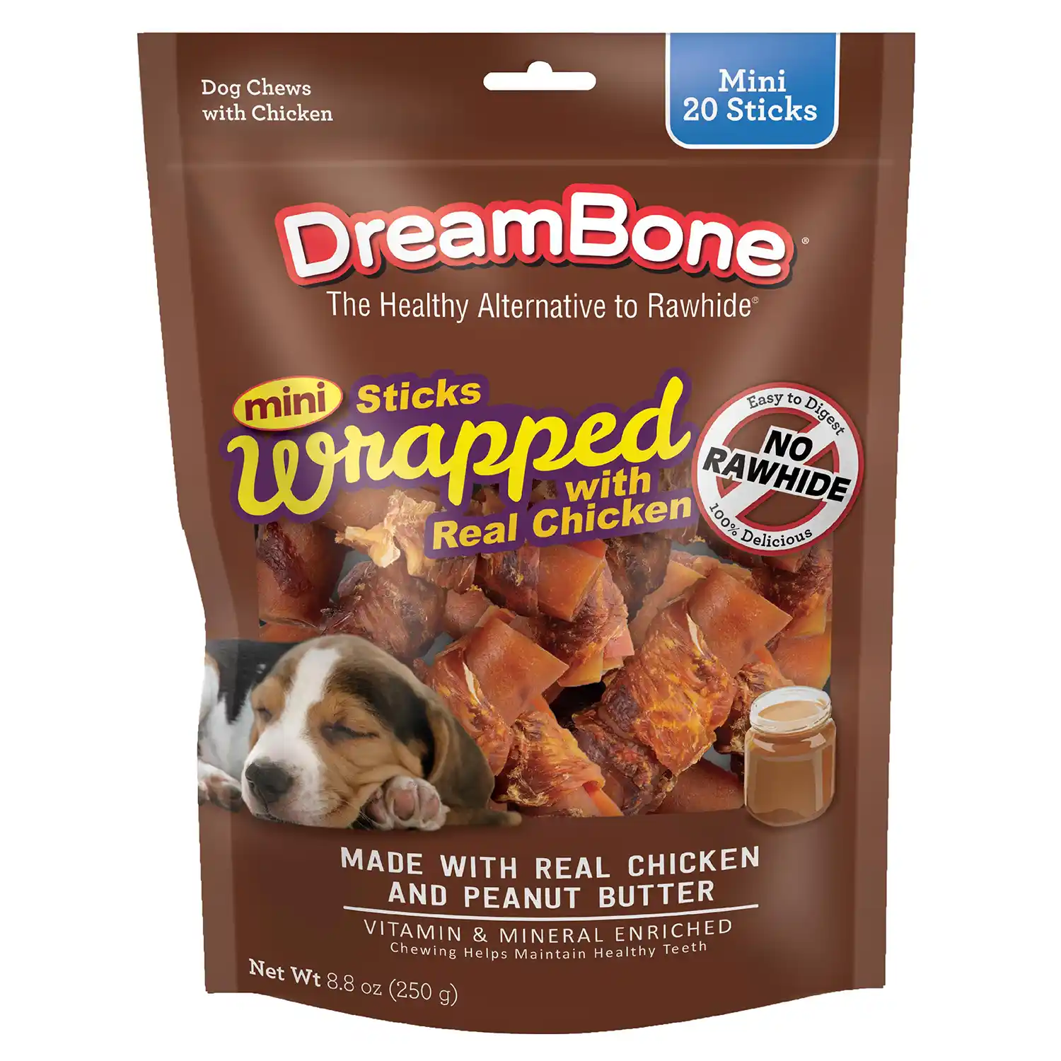 Mini Sticks Wrapped with Real Chicken Chews for Dogs, 20 Count Front Render