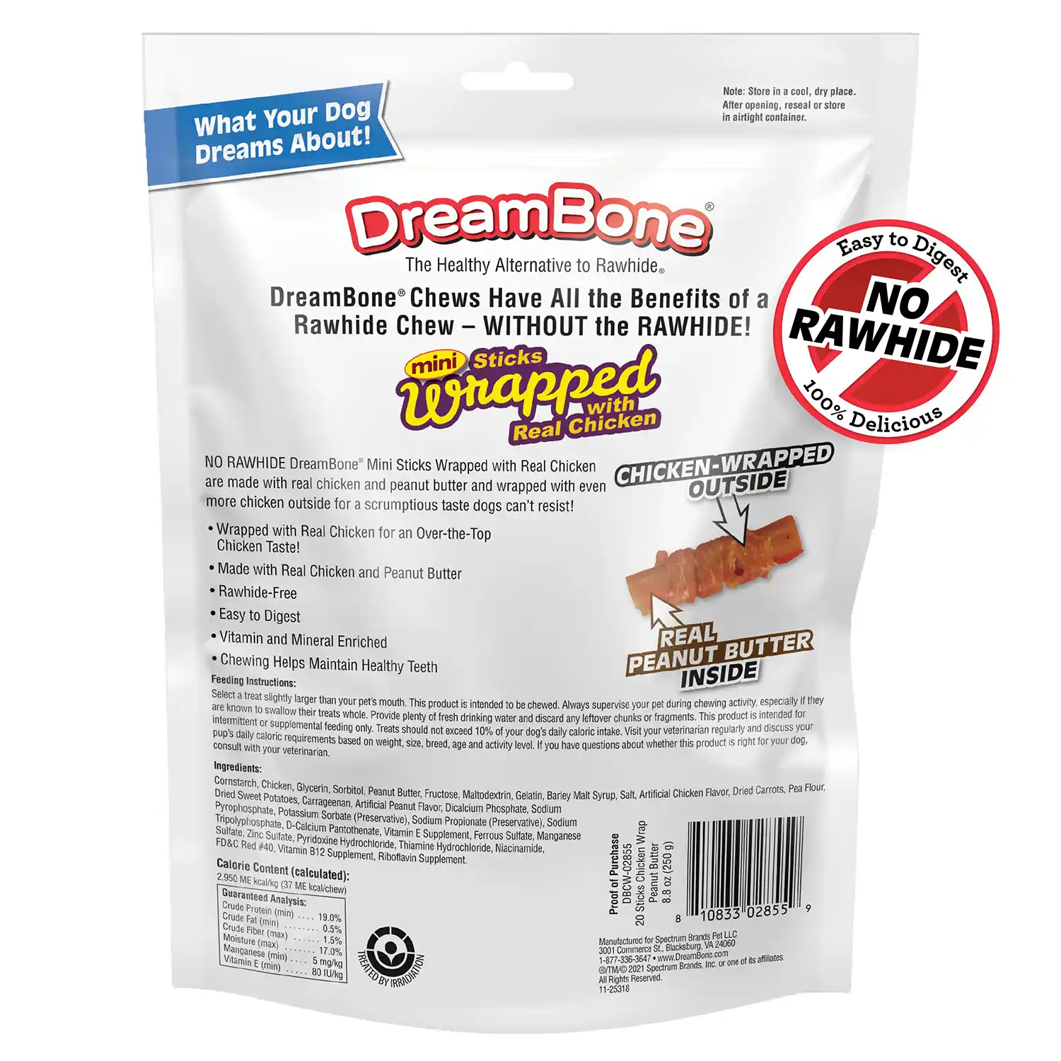 Mini Sticks Wrapped with Real Chicken Chews for Dogs, 20 Count Back Render