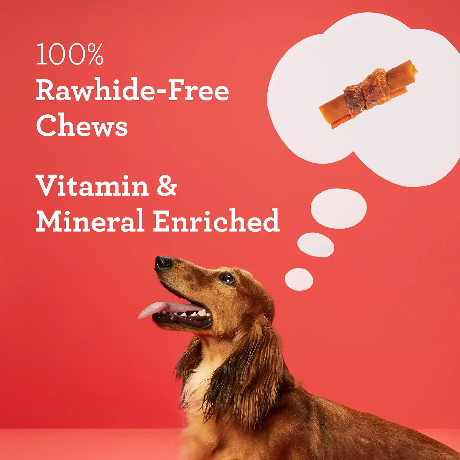 100% Rawhide-Free Chews Vitamin & Mineral Enriched