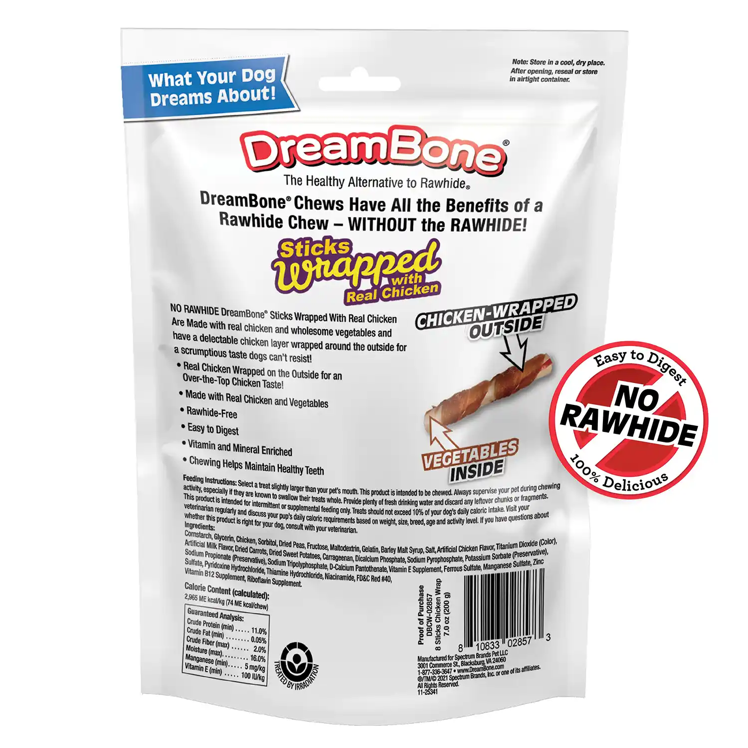 Sticks Wrapped with Real Chicken Chews for Dogs, 8 Count Back Render