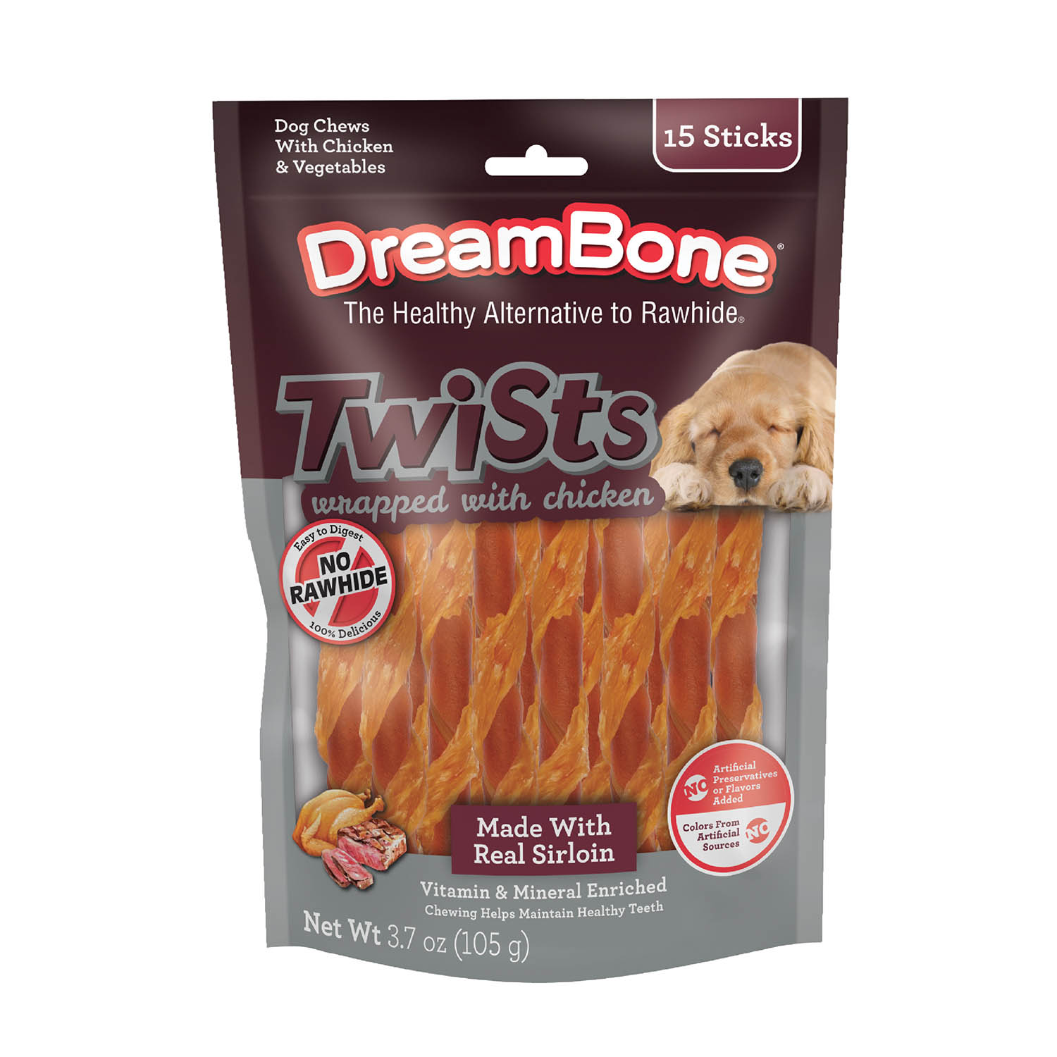 DBSR-00870 Chicken Wrapped Twists with Real Sirloin 15 ct Front Pack