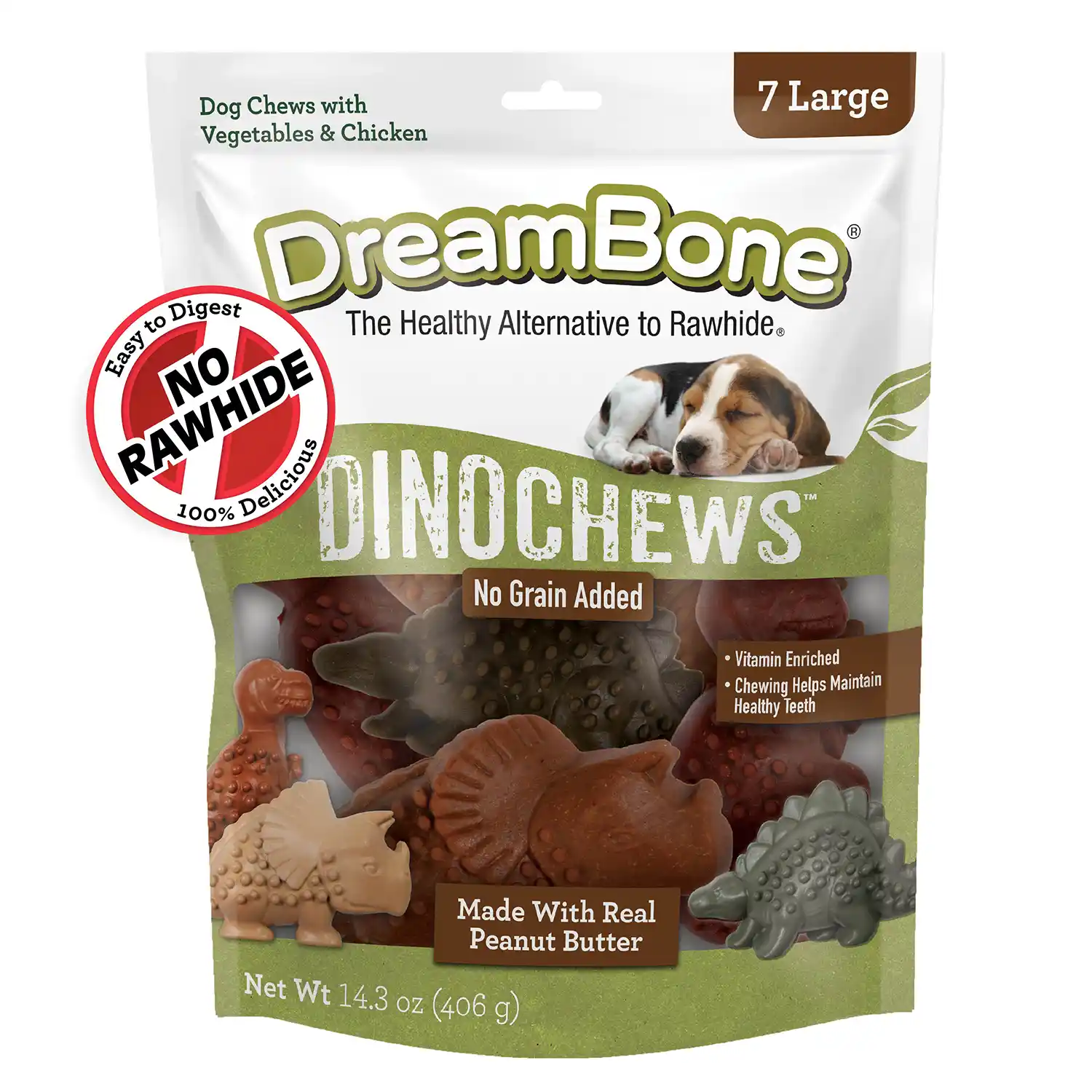 DinoChews Large Dinosaur-Shaped Chews for Dogs Front Render