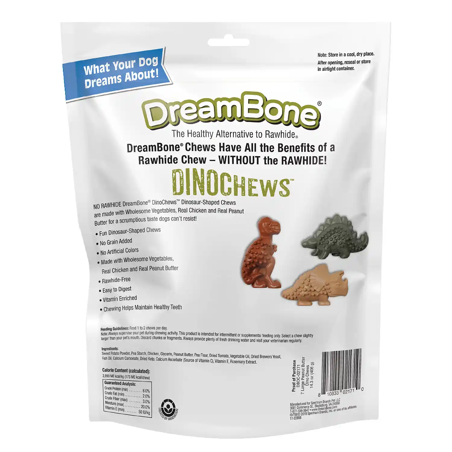 DinoChews Large Dinosaur-Shaped Chews for Dogs Back Render