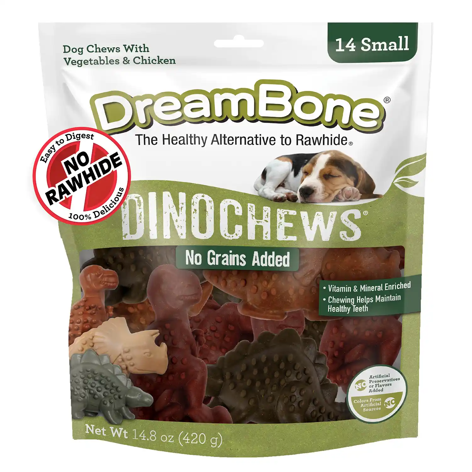 DinoChews Small Dinosaur-Shaped Chews for Dogs Front Render