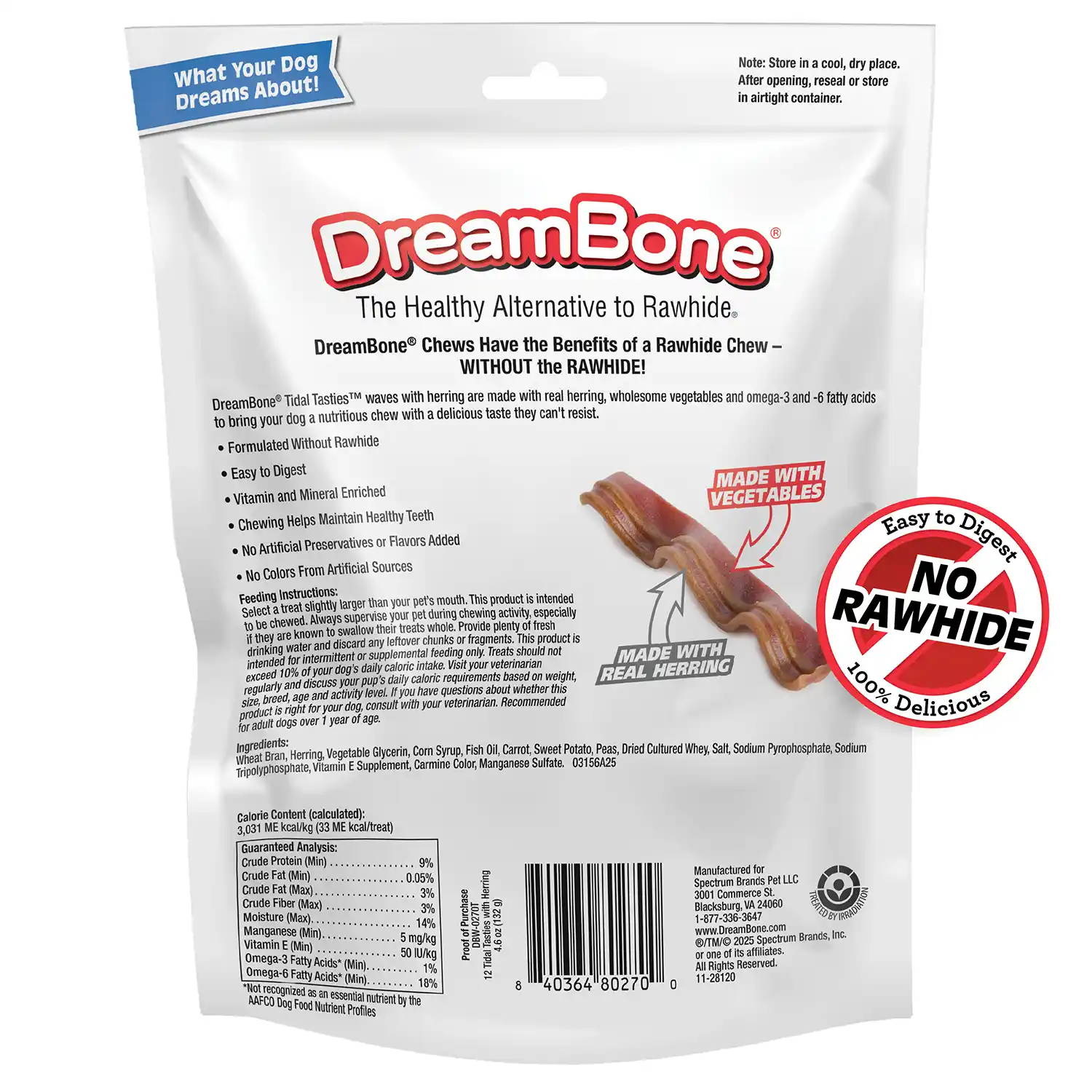DreamBone Tidal Tasties Waves with Herring, Wave-Shaped Treats for Dogs Back Render