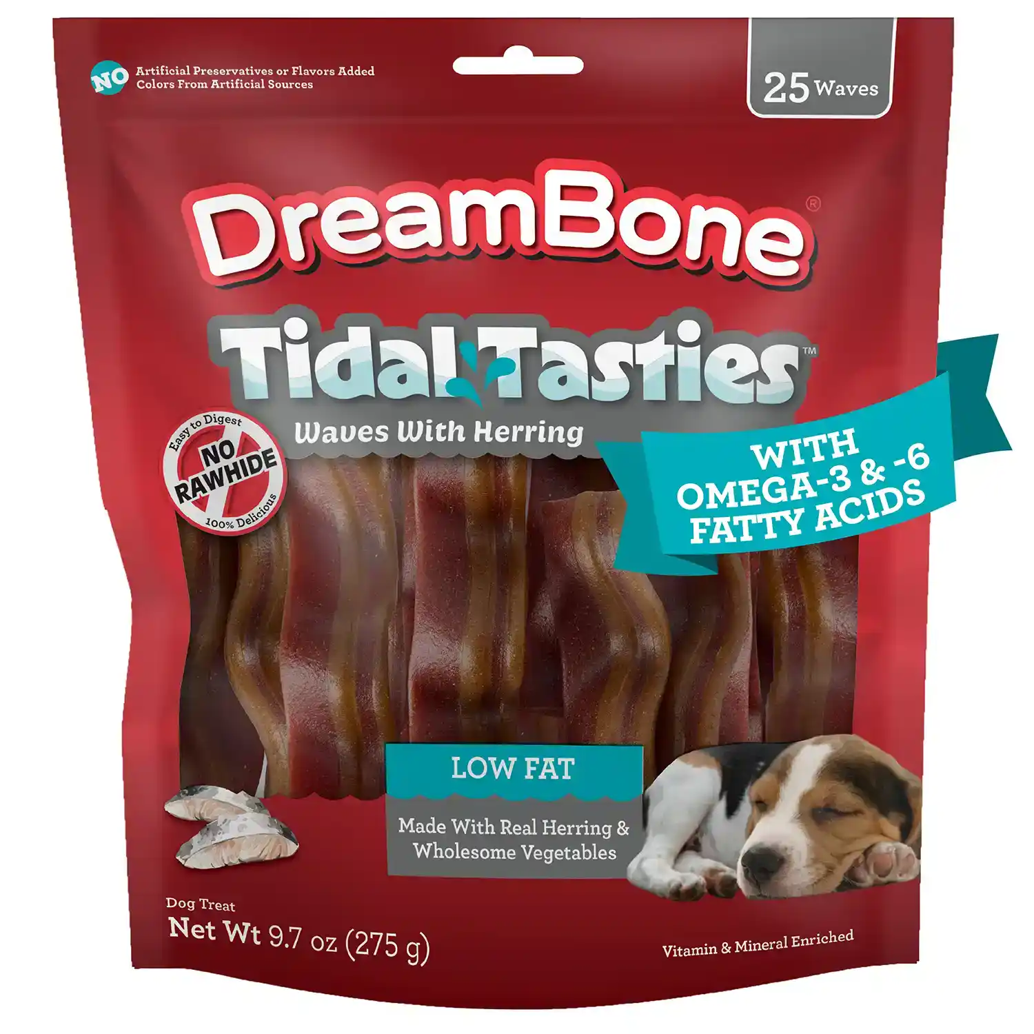 DreamBone Tidal Tasties Waves with Herring, Wave-Shaped Treats for Dogs 25ct Front Render
