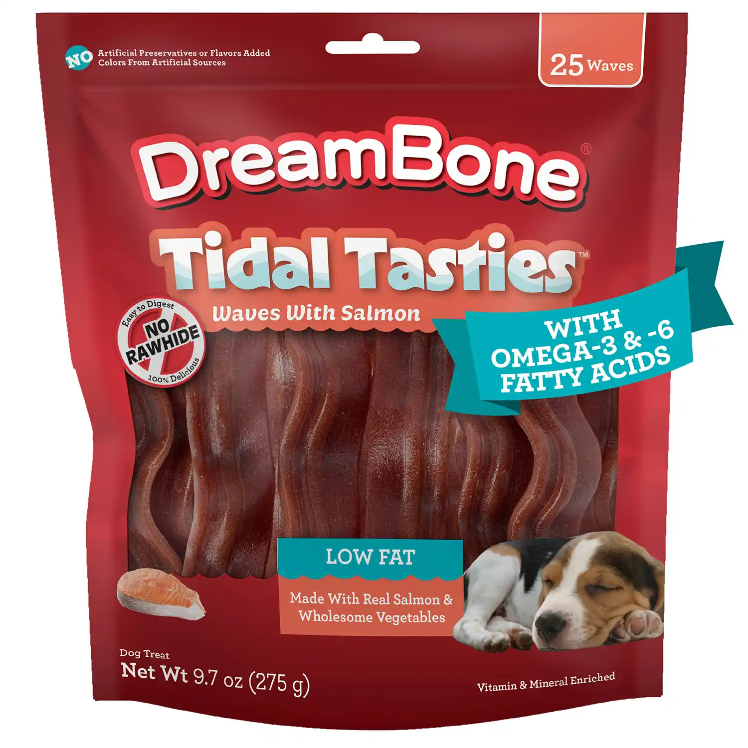 DreamBone Tidal Tasties Waves with Salmon, Wave-Shaped Treats for Dogs 25ct Front Render