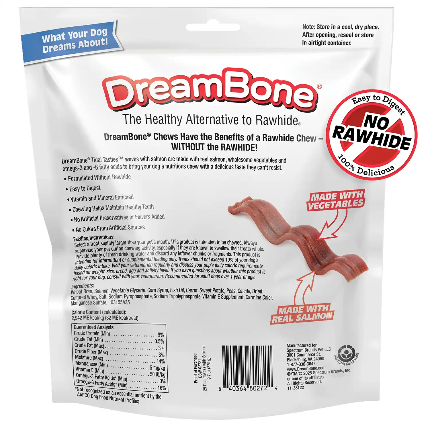 DreamBone Tidal Tasties Waves with Salmon, Wave-Shaped Treats for Dogs 25ct Back Render