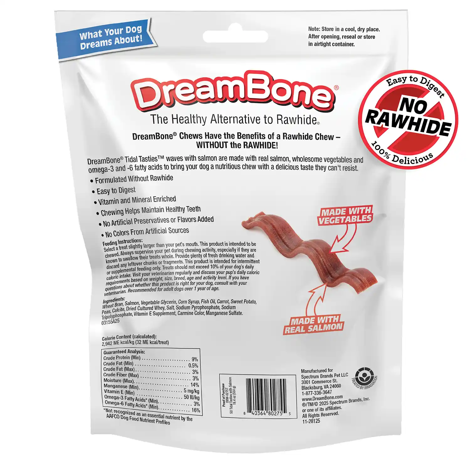 DreamBone Tidal Tasties Waves with Salmon, Wave-Shaped Treats for Dogs 50ct Back Render