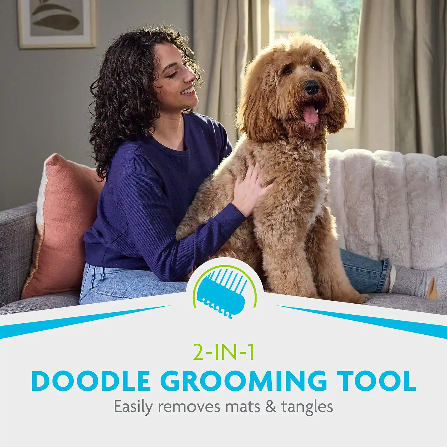 2-IN-1 DOODLE GROOMING TOOL Easily removes mats & tangles