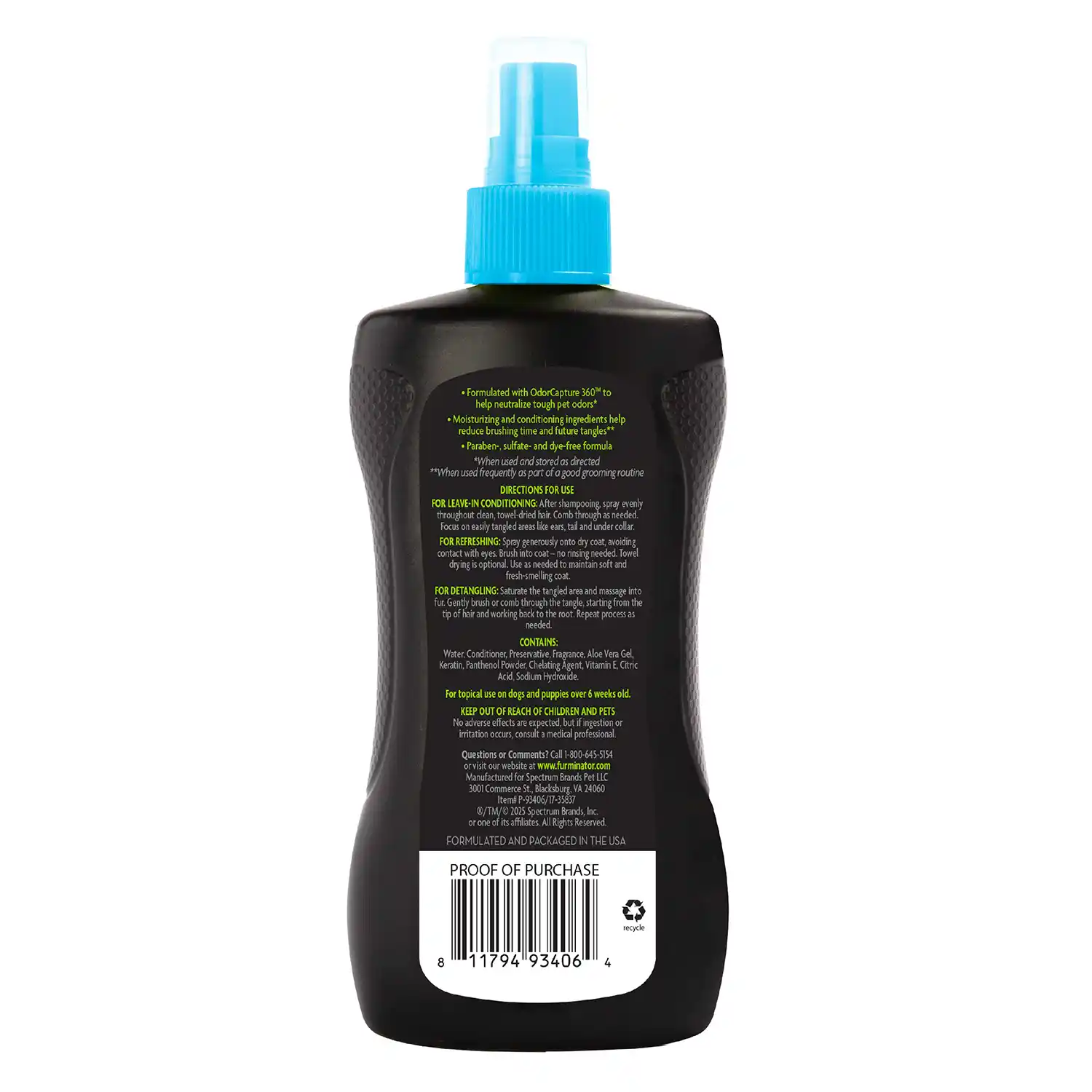 deTangling Leave-In Conditioner Spray Back Render