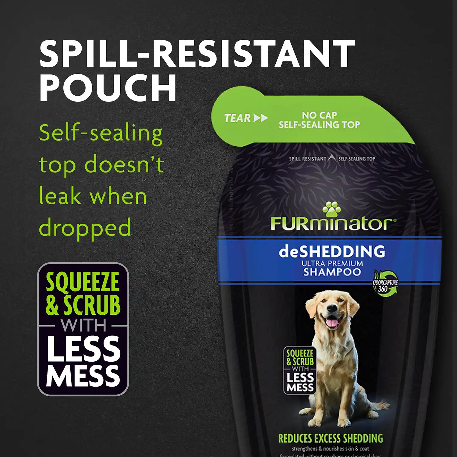 SPILL-RESISTANT POUCH Self-sealing top doesn't leak when dropped