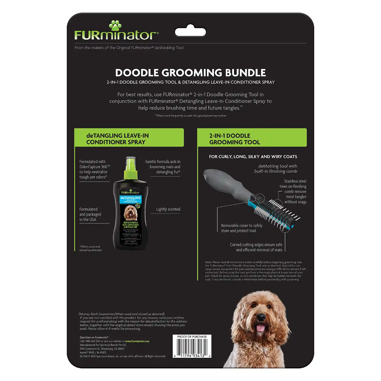 FURminator Doodle Grooming Bundle, Ultimate Grooming System for Doodles Back Render