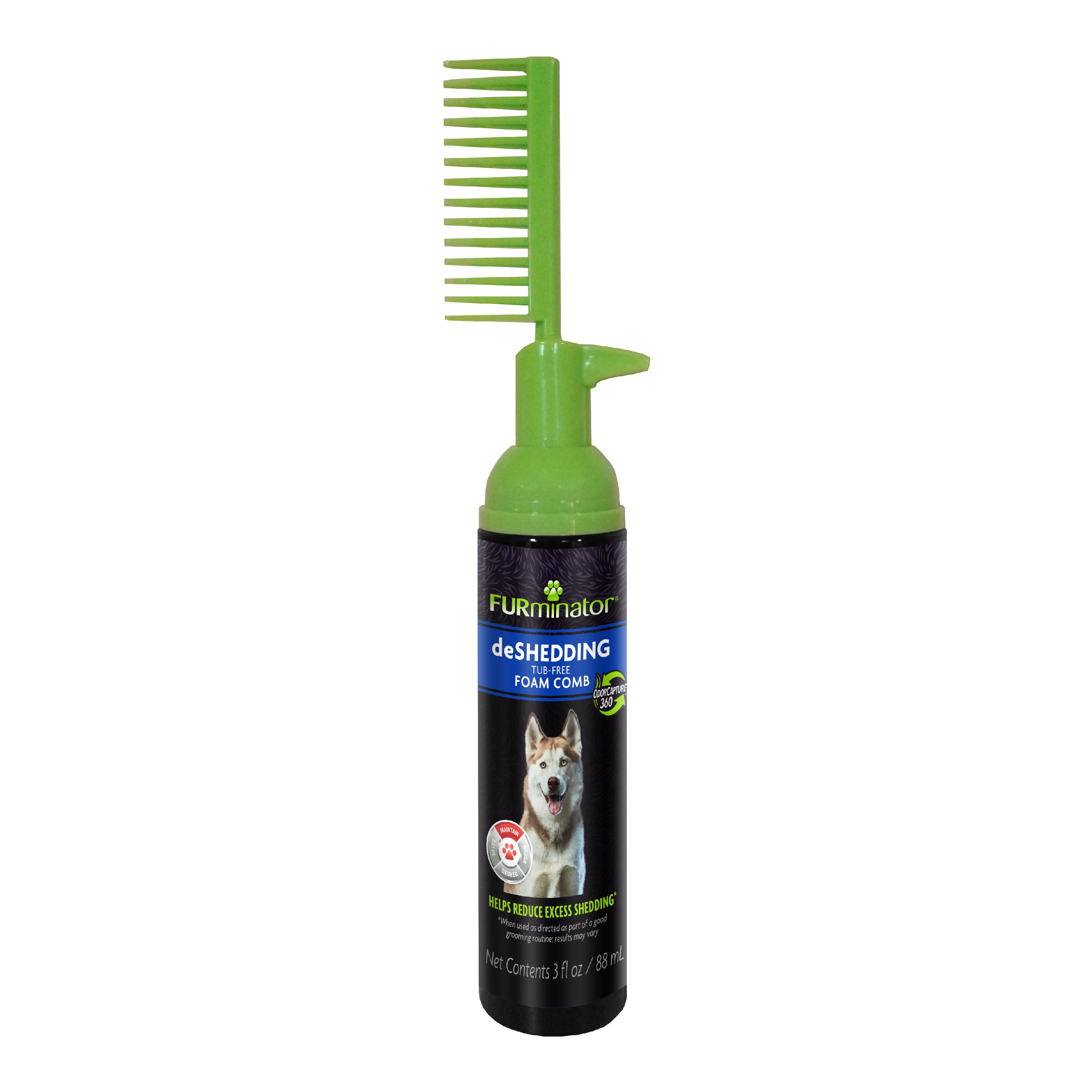 P-93391 FUR Tub-Free deShedding Foam Comb for Dogs - Front Render
