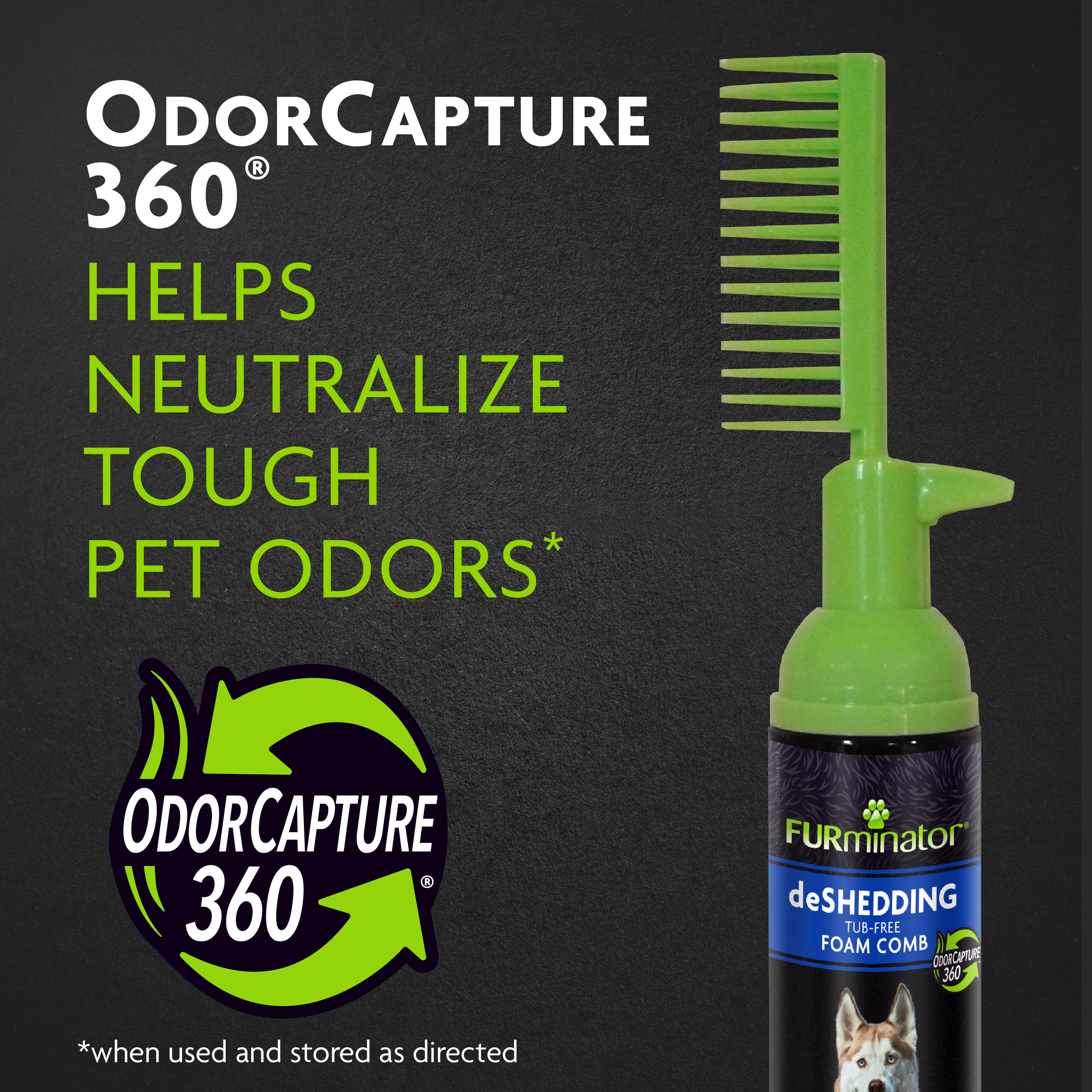 P-93391 FUR Tub-Free deShedding Foam Comb for Dogs - OdorCapture360°