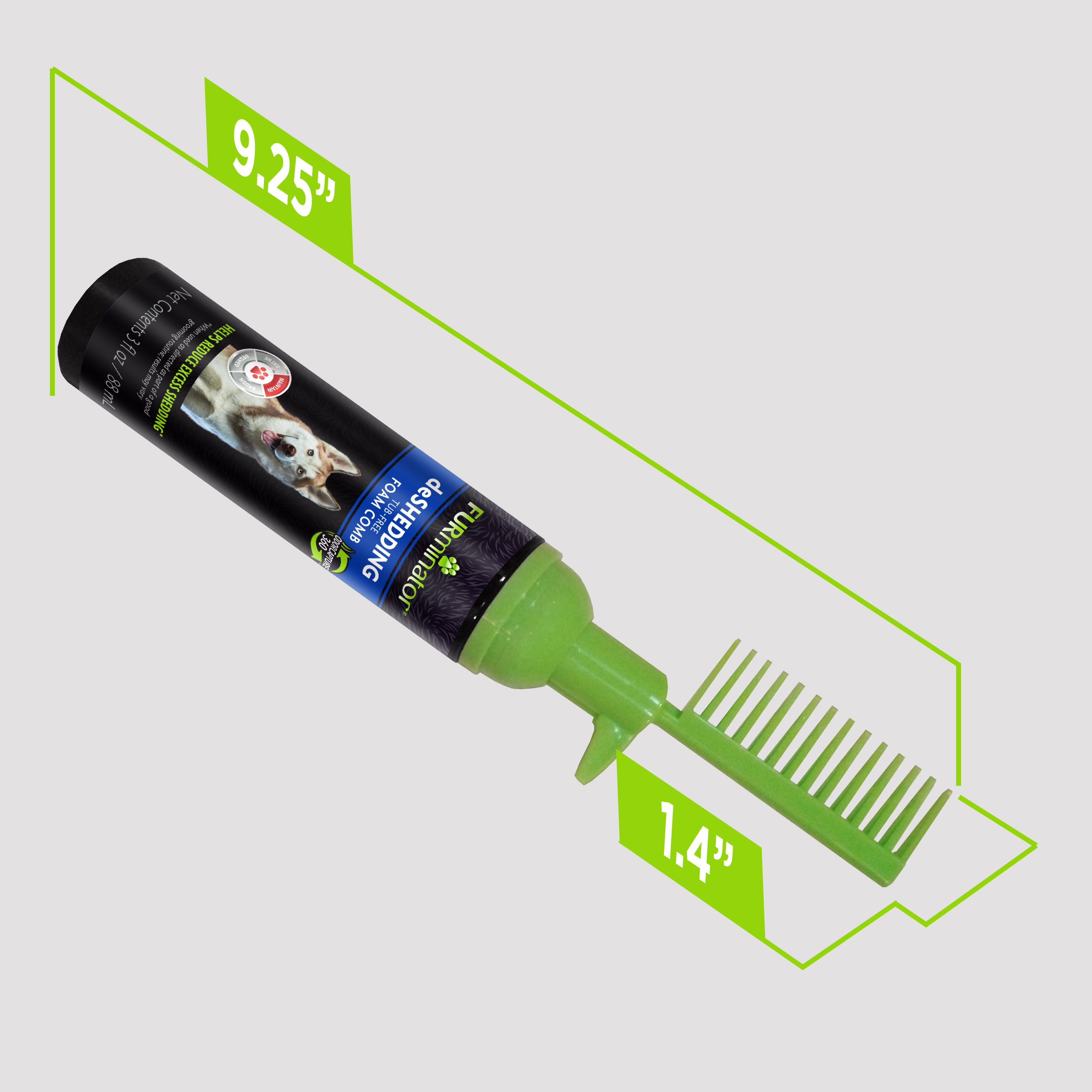 P-93391 FUR Tub-Free deShedding Foam Comb for Dogs - Scale