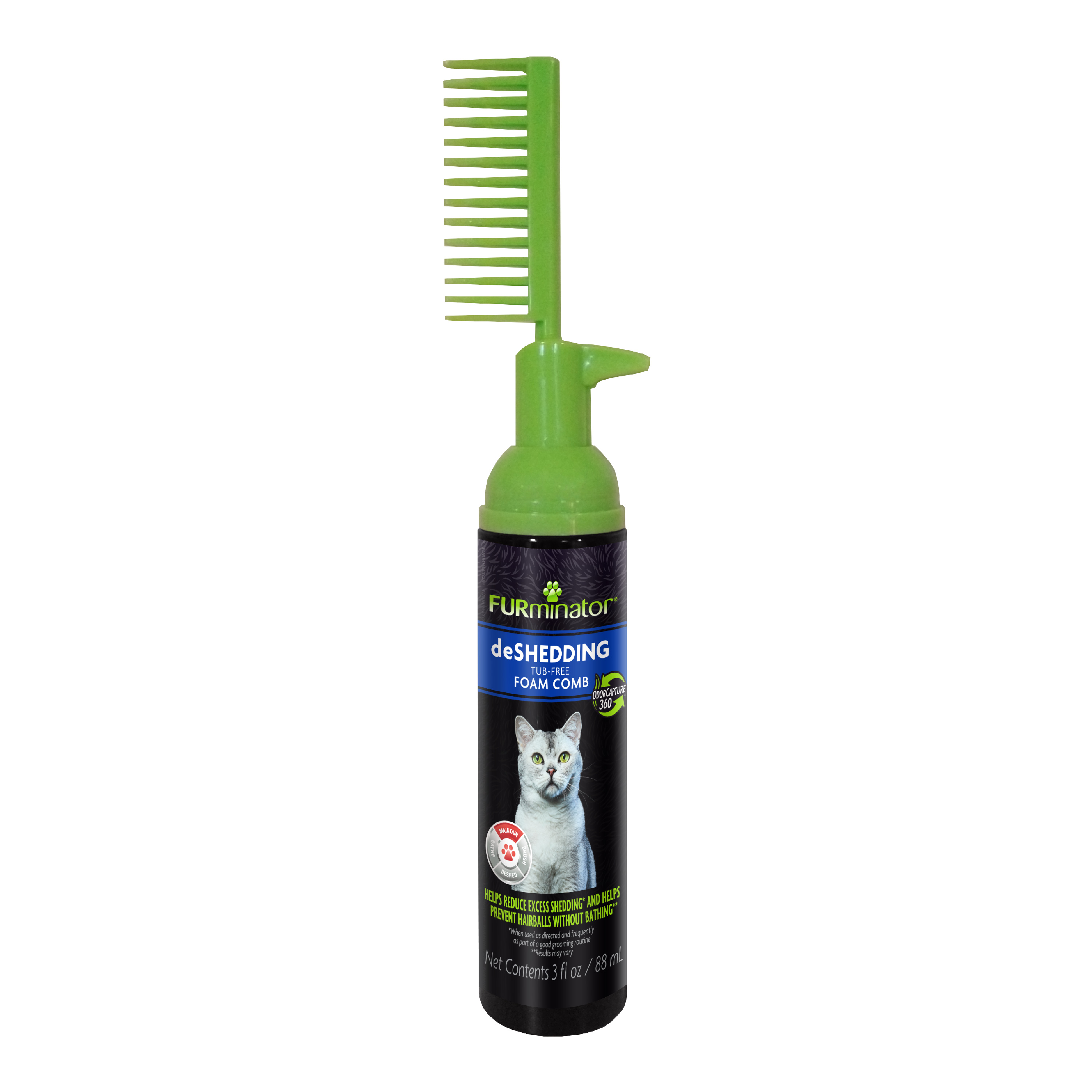 P-93392 FUR Tub-Free deShedding Foam Comb for Cats - Front Render