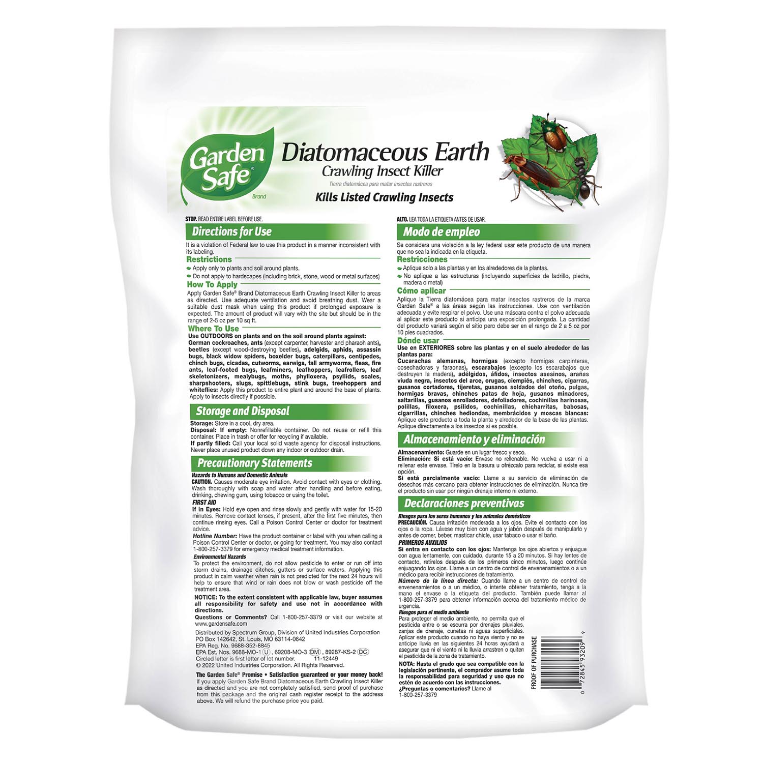 Insect Killer Diatomaceous Earth 4lbs Back Image