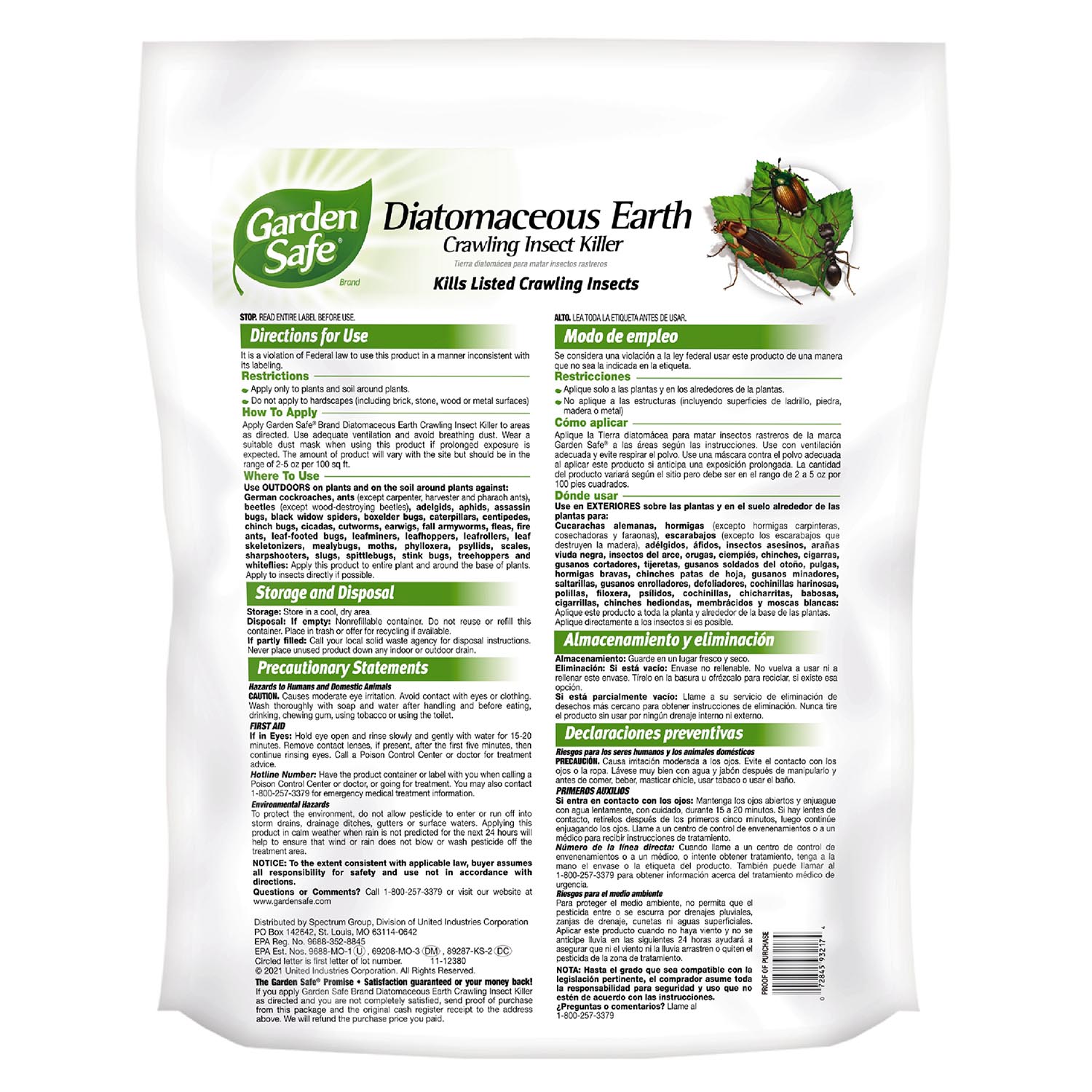 Insect Killer Diatomaceous Earth 10lbs Back Image