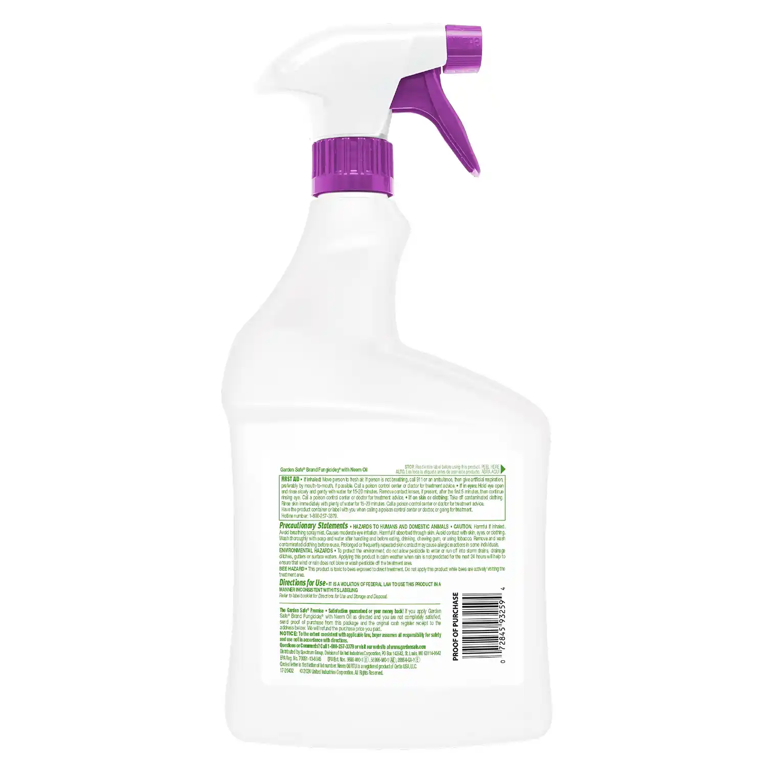 Garden Safe® Brand Fungicide3® with Neem Oil, 32 fl oz Back Render