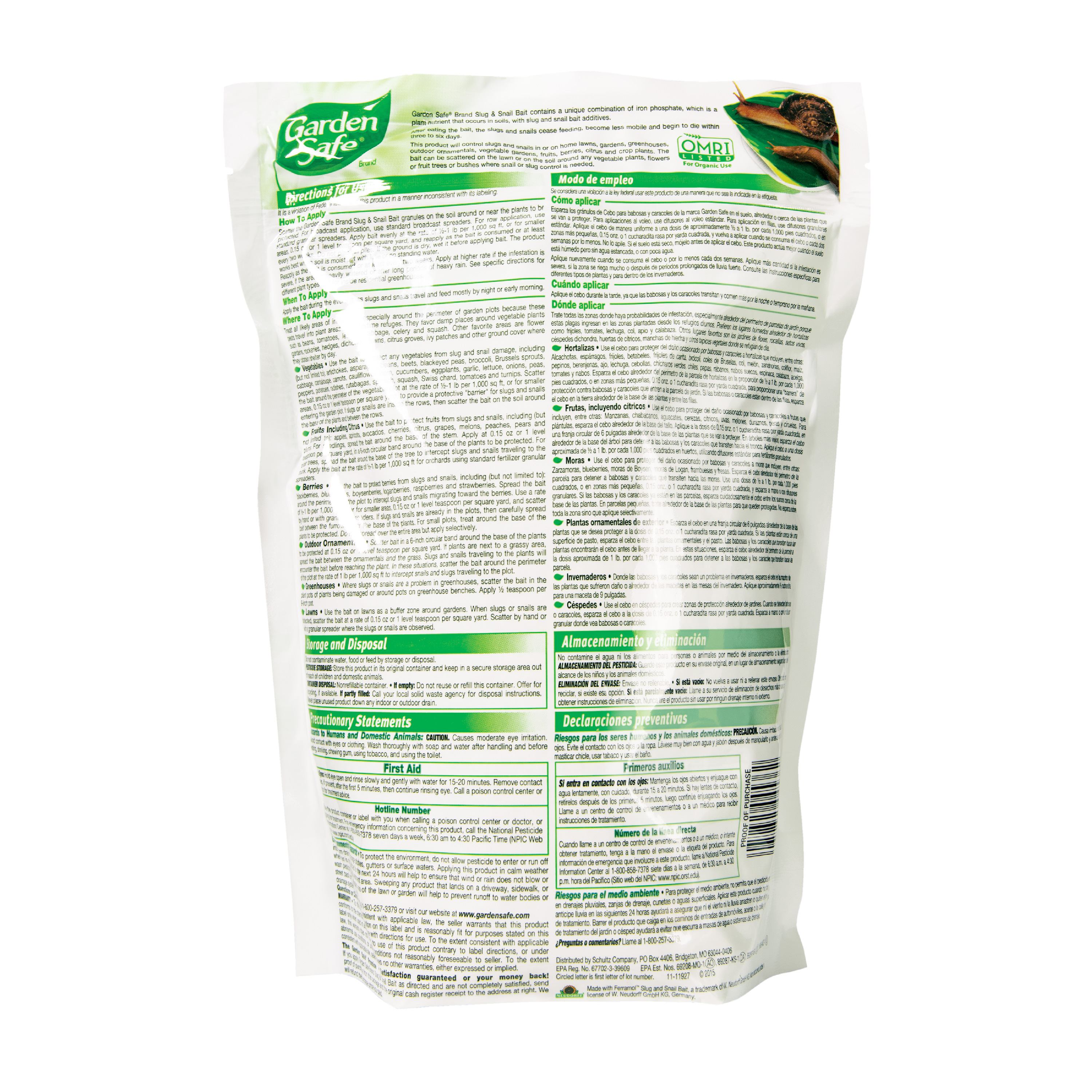 GardenSafe Slug and Snail Bait Back