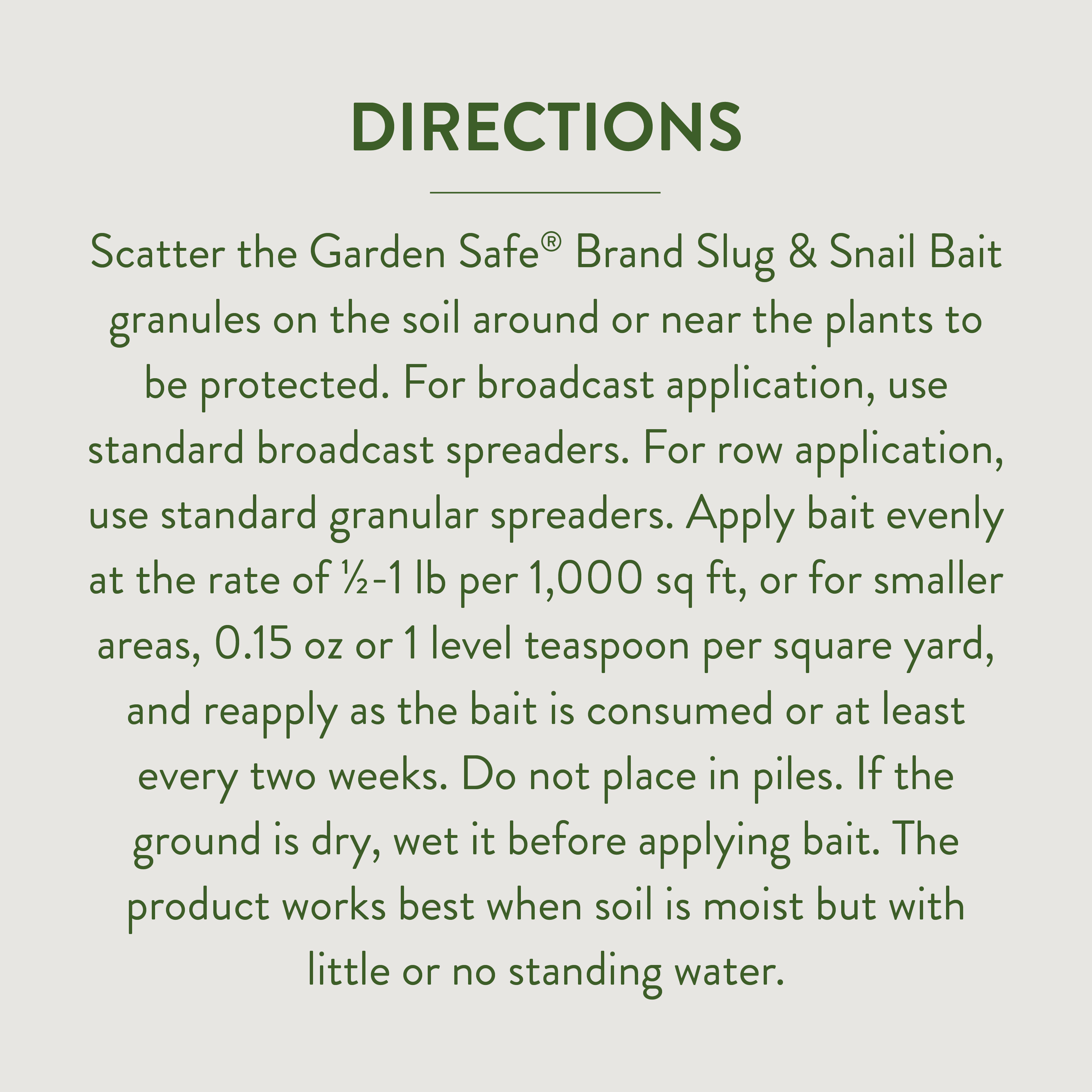 GardenSafe Slug and Snail Bait Directions